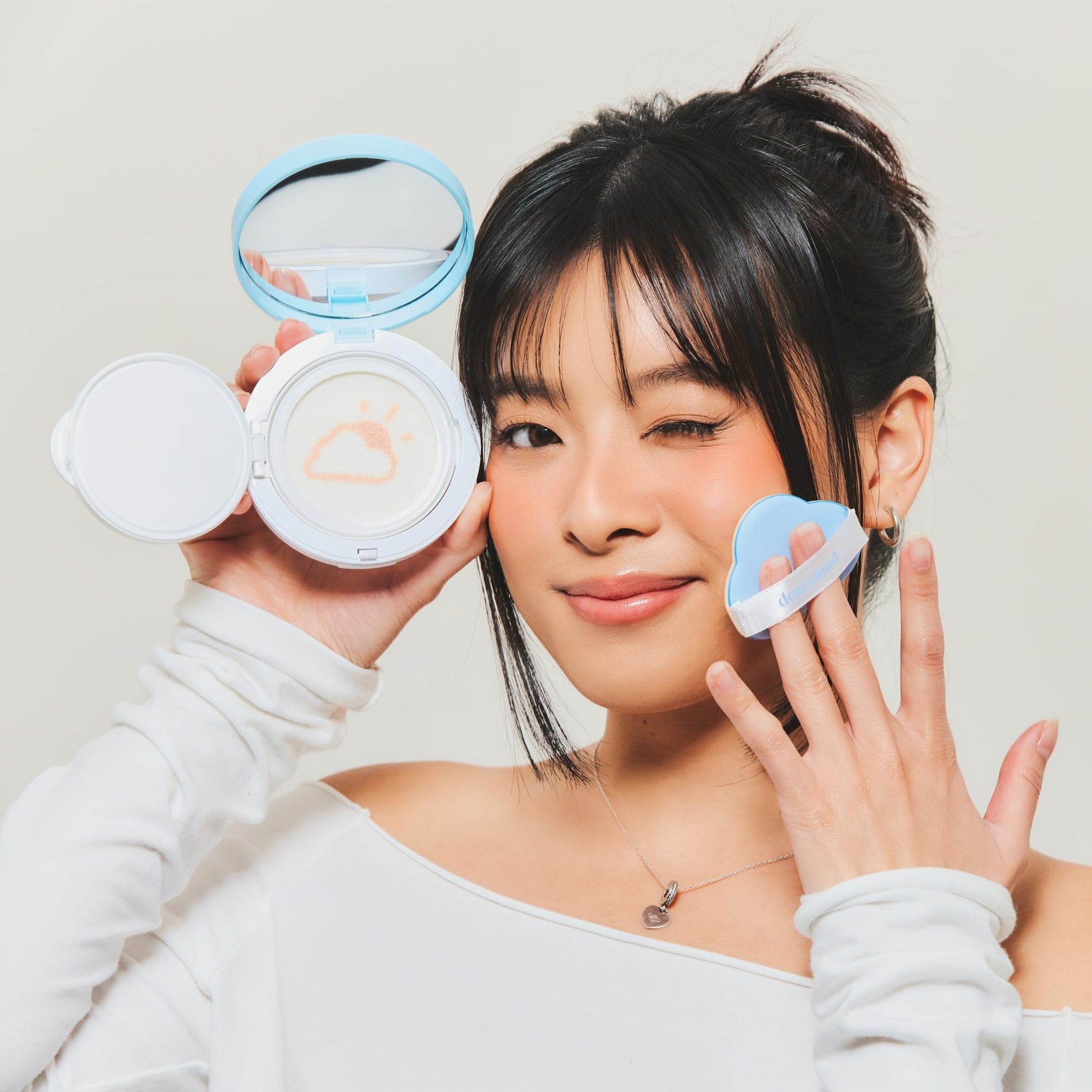 dearcloud Dear Sun Perfecting SPF Cushion – Color Adapting Sunscreen, Korean Sunscreen SPF 50+ (.53 oz) - Medaid International