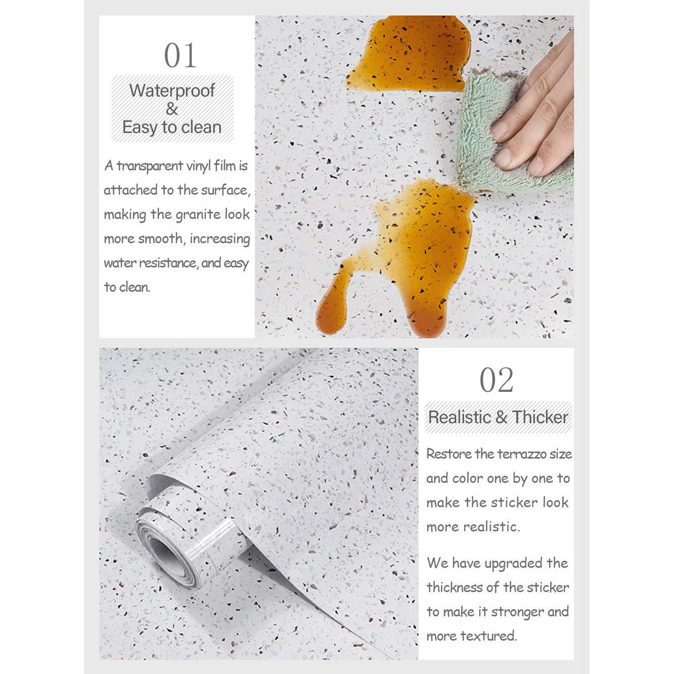 MelunMer White Glossy Marble Contact Paper for Countertops 118”×15.7” Self Adhesive Removable Wallpaper Granite Peel and Stick Wallpaper for Bathroom/Kitchen/Cabinets Waterproof Easy to Clean - Medaid International