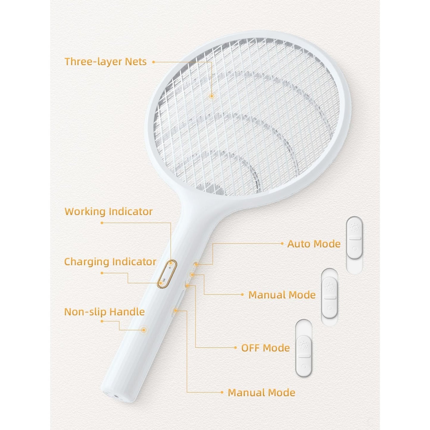 YISSVIC Electric Fly Swatter 4000V Bug Zapper Racket Dual Modes Mosquito Killer with Purple Mosquito Light Rechargeable Base for Indoor and Outdoor Home Office Backyard Patio Camping (1 Pack) - Medaid International