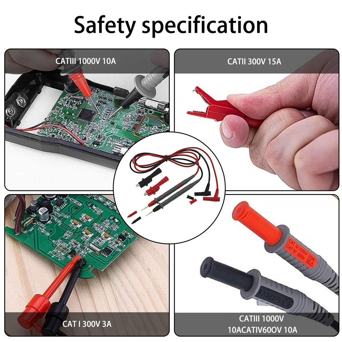 TERRIFI 10A 1000V Multimeter Test Leads Kit Alligator Clips Probe Multi Meter Electric Tester leads Test Multitester Test Lead Kit Set Electric Tester Leads Probe Wire Pen Cable