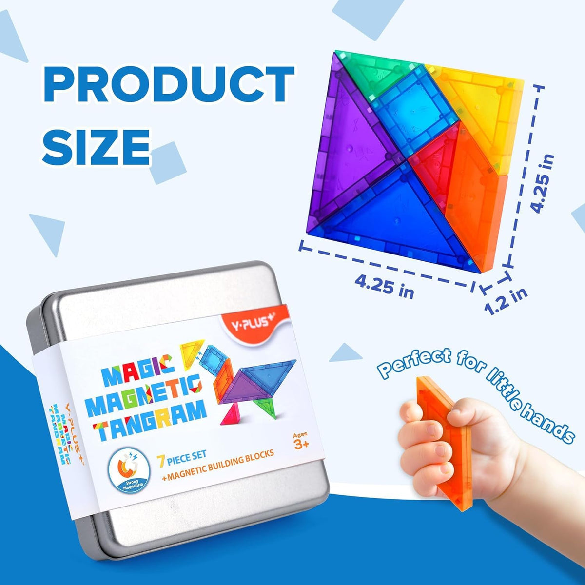 YPLUS Magnetic Tangrams Puzzle, 700 Shapes 3D Magnet Blocks Montessori Toys for STEM, Educational Travel Activity Board Games Kids Toddler