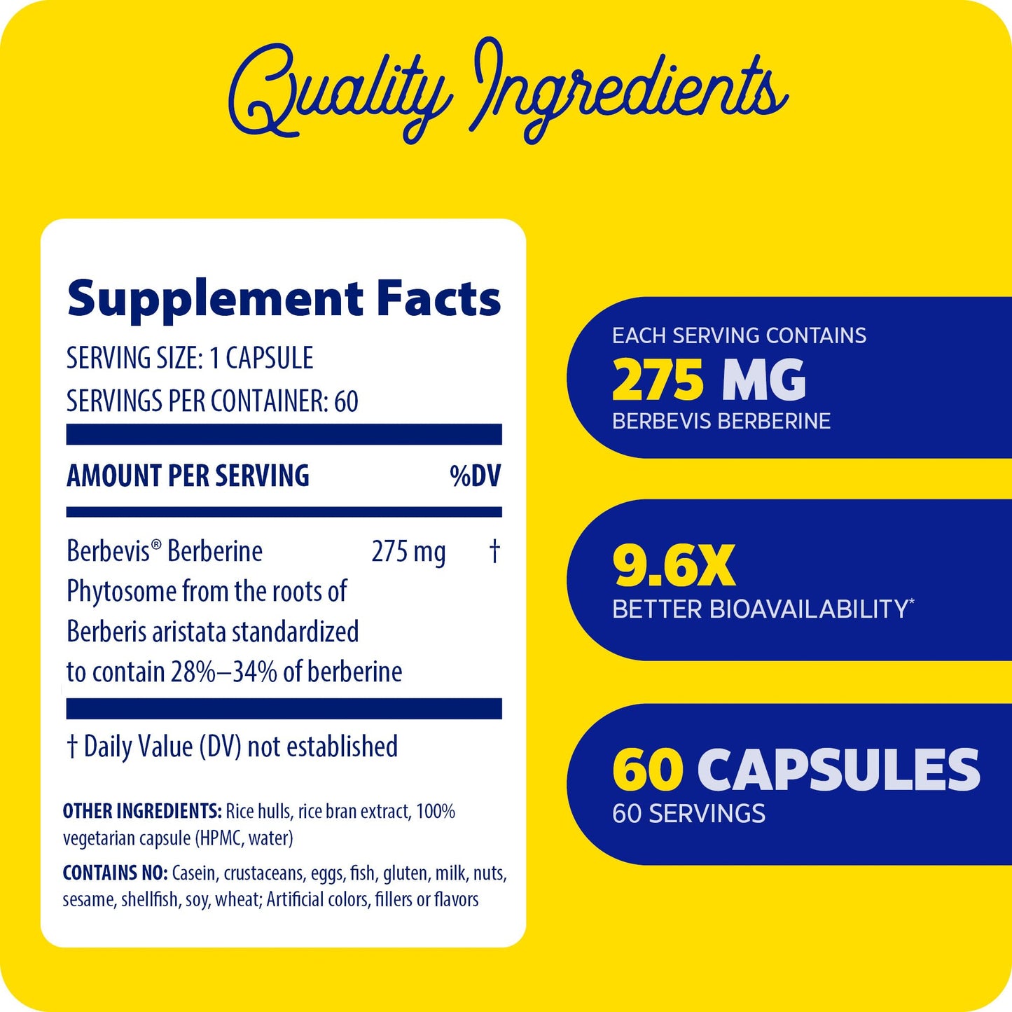 Enzymedica, Berberine Phytosome, 9.6X Better Bioavailability, High Potency Natural Vegan Dietary Supplement for Metabolic Support, 60 Capsules - Medaid International