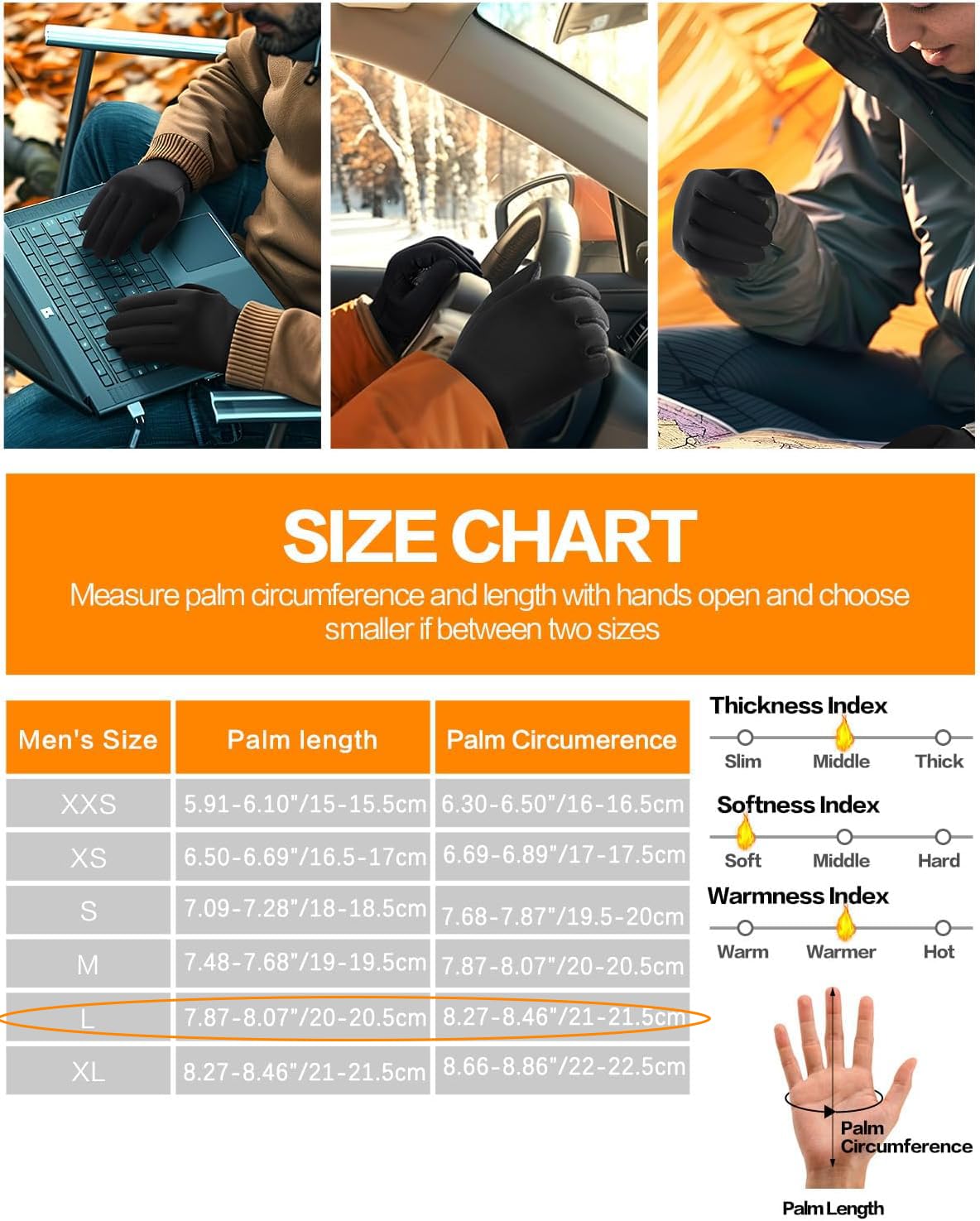 KASTWAVE Winter Waterproof Ski Gloves - Unisex Touchscreen Cycling Gloves for Cold Weather Running, Hiking, Biking & Driving, Warm Snow Gloves with Windproof Design for Outdoor Sports - L
