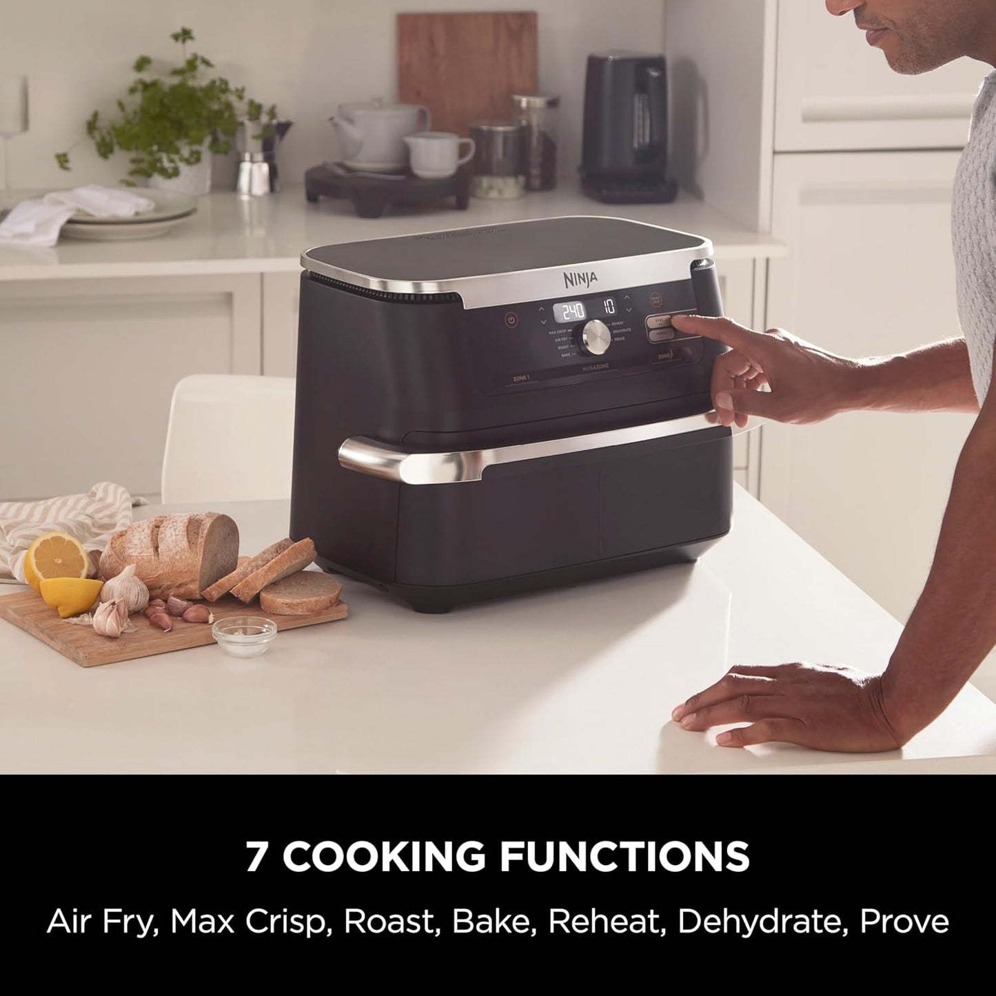 Ninja Foodi FlexDrawer Air Fryer, Dual Zone with Removable Divider, Large 10.4L Drawer, 7-in-1, Air-Fryer Uses No Oil, Air Fry, Roast, Bake, Max Crisp, Non-Stick Dishwasher Safe Parts, Black AF500ME - Medaid International