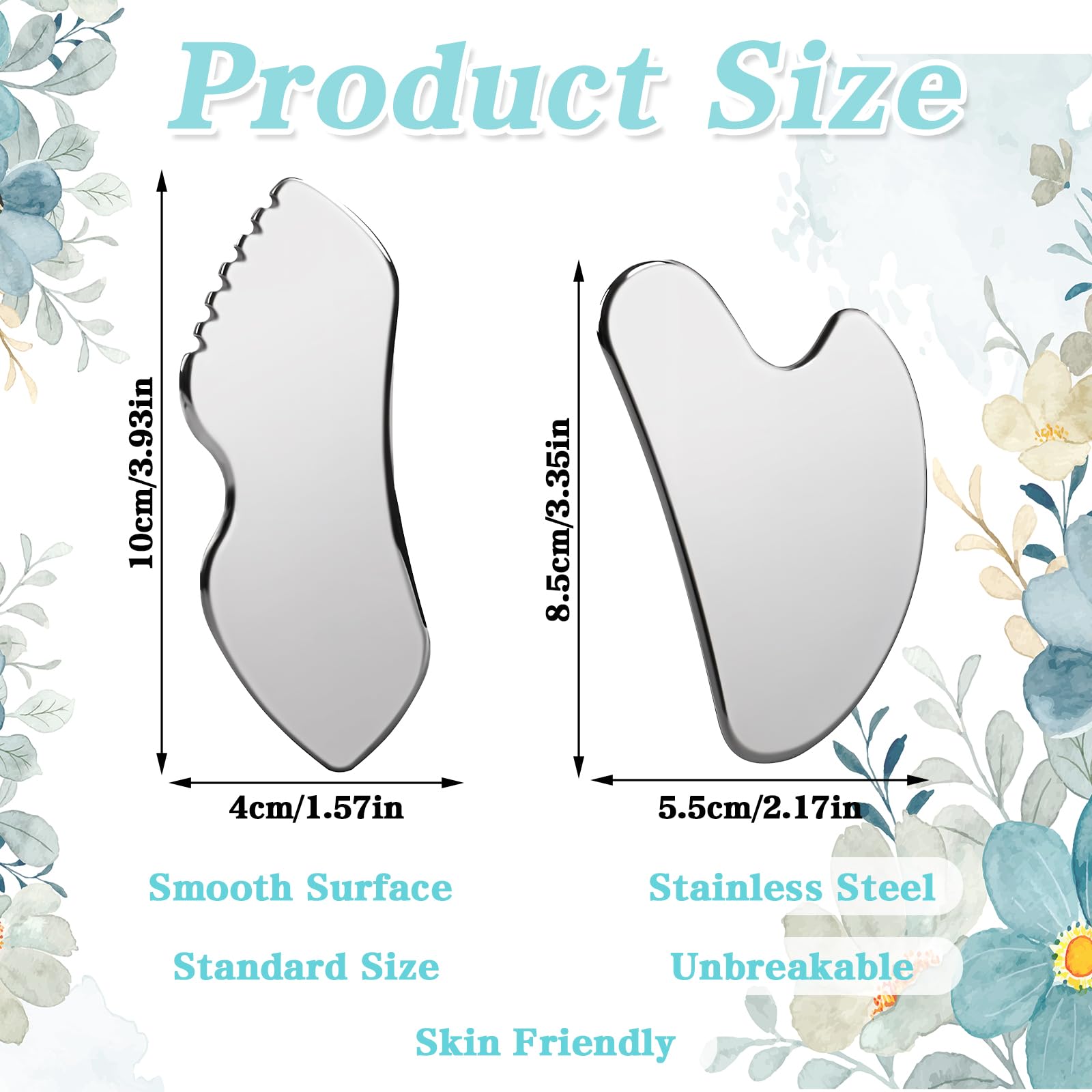 Meyeyaia 2 Pcs Stainless Steel Guasha Facial Tool,Face Guasha Tool for Facial Sculpting Relaxation,Tighten Skin,Jawline Sculpting,Puffiness Reducing,Gift for Women,Skin Care Gifts - Medaid International