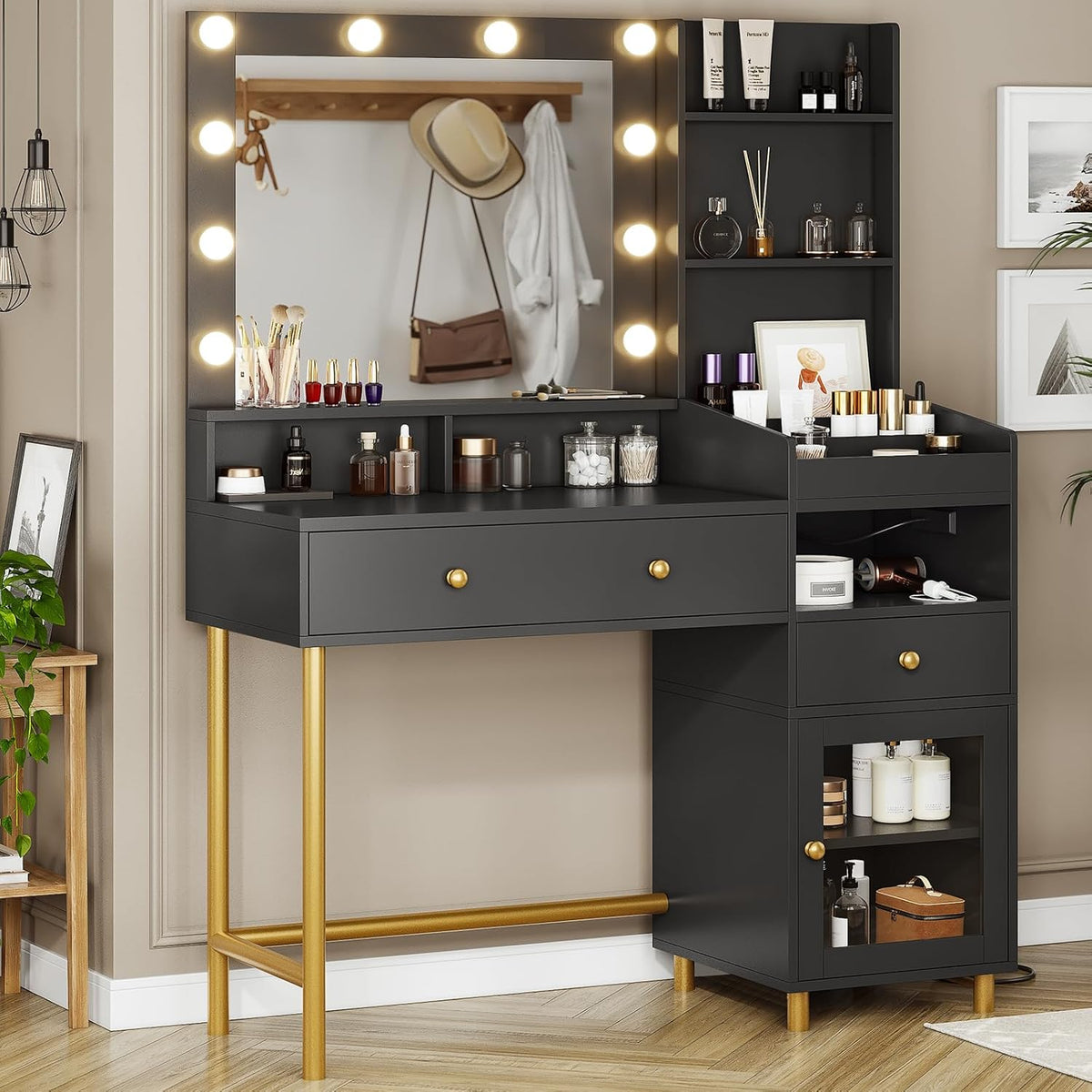 AOGLLATI Dressing Table with LED Mirror Light
