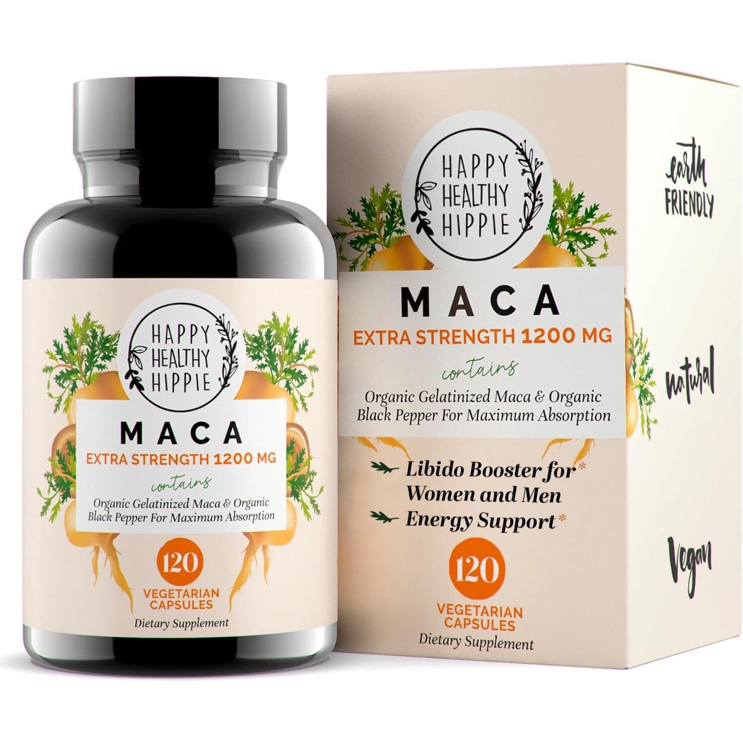 Organic Maca Root Capsules 1200 mg – Libido Booster for Women Fast Acting & Potent | Aphrodisiac Supplement | Energy Pills from Peru | Includes Black Pepper for High Absorption | Vegan, 120 Ct - Medaid International