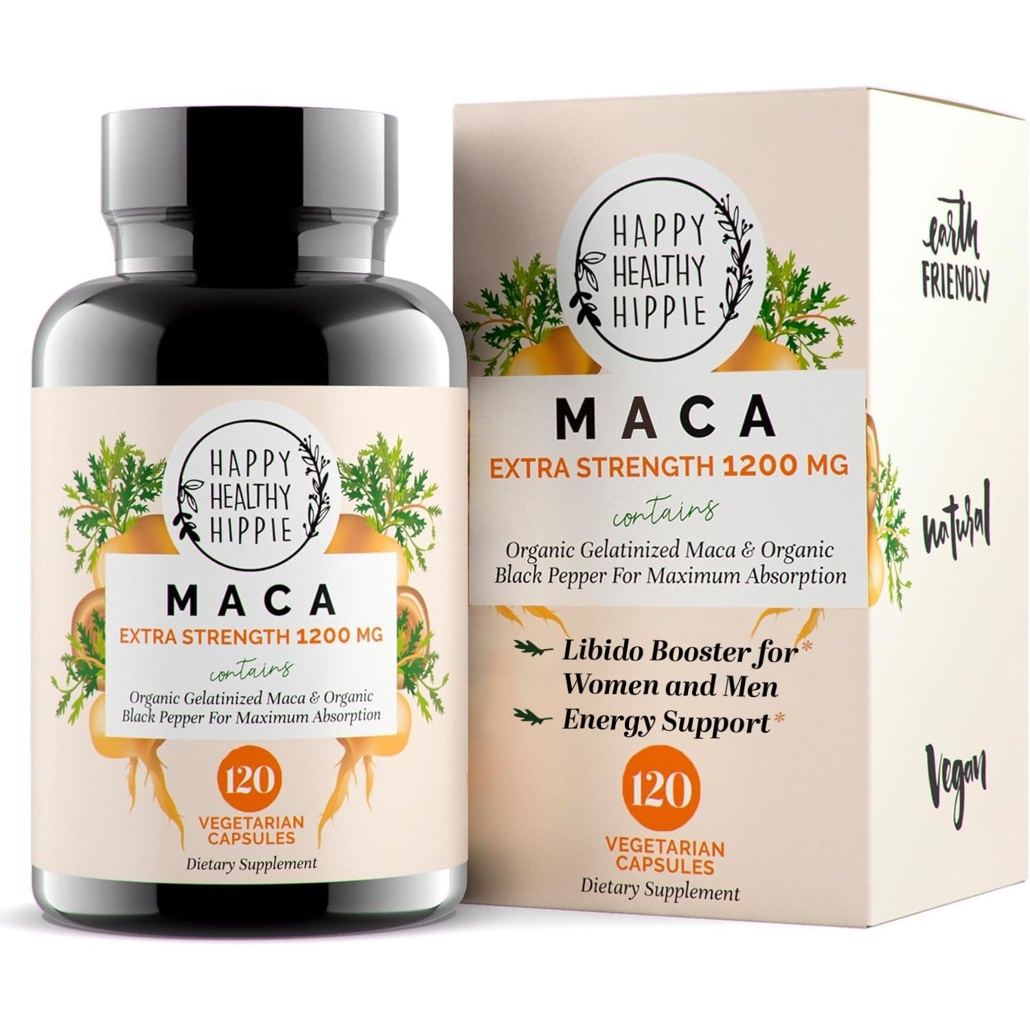 Organic Maca Root Capsules 1200 mg – Libido Booster for Women Fast Acting & Potent | Aphrodisiac Supplement | Energy Pills from Peru | Includes Black Pepper for High Absorption | Vegan, 120 Ct - Medaid International