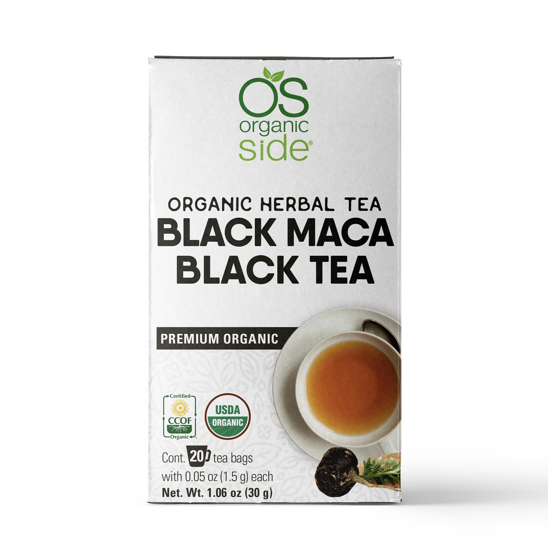 OS ORGANIC SIDE | 2-pack Organic Black Maca Tea 40 Bags | Energizing Herbal Formula Featuring Premium Black Leaves And Maca Root | Natural Source Of Antioxidants | Adaptogens - Medaid International