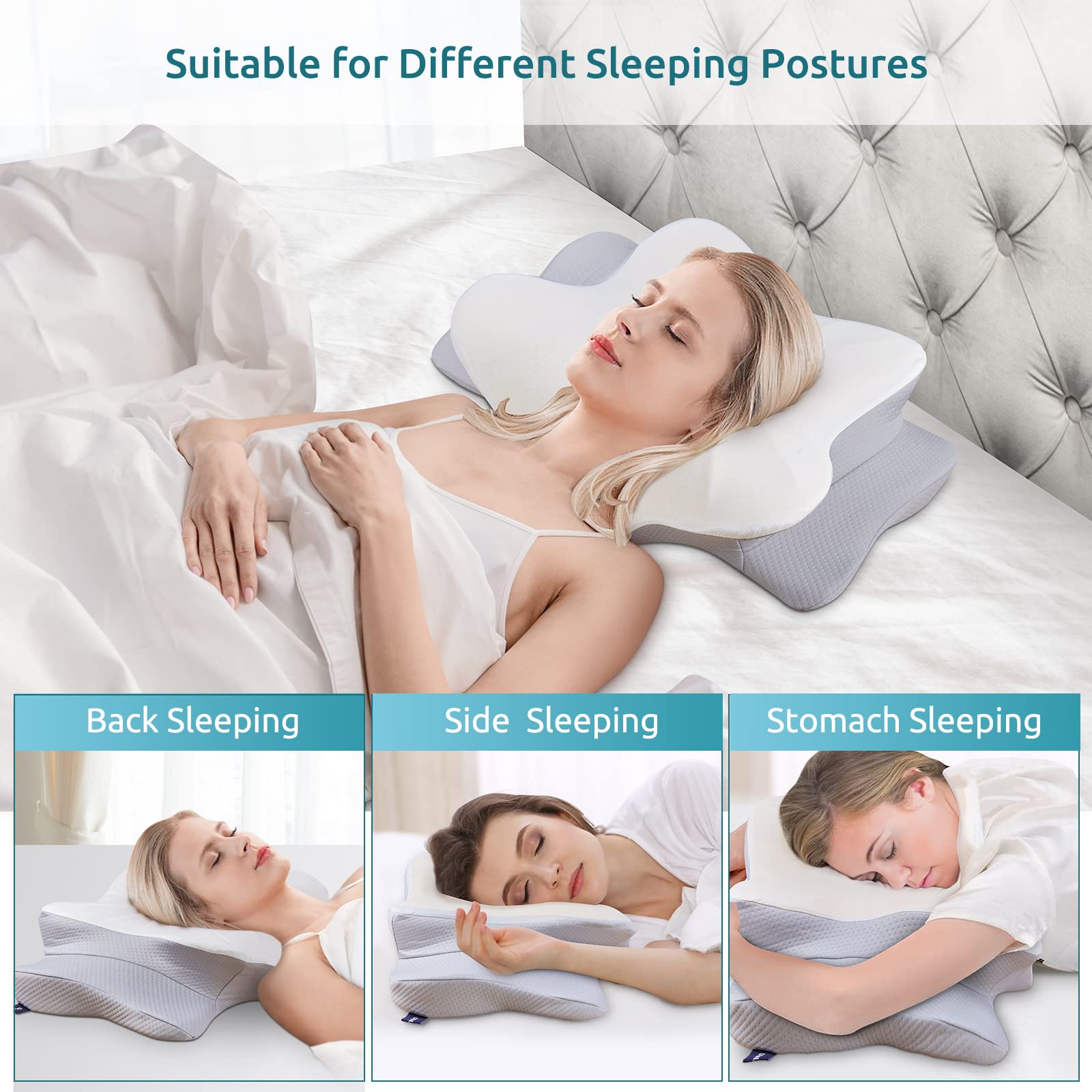 DONAMA Cervical Pillow for Neck and Shoulder,Contour Memory Foam Pillow,Ergonomic Neck Support Pillow for Side Back Stomach Sleepers with Pillowcase - Medaid International
