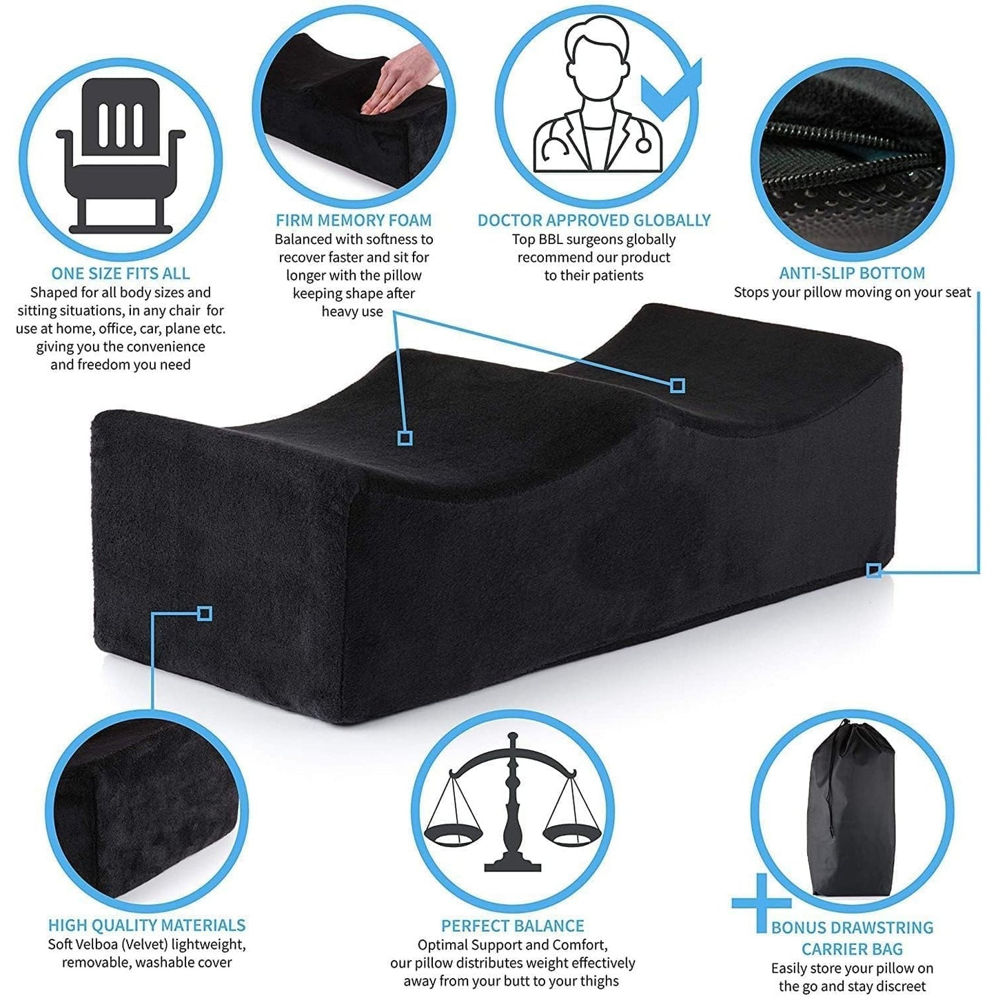 Brazil Hip Lift Recovery Pillow, Bbl Recovery Pillow, Comfortable and Firm Butt Support Cushions Set (Color may vary) - Medaid International