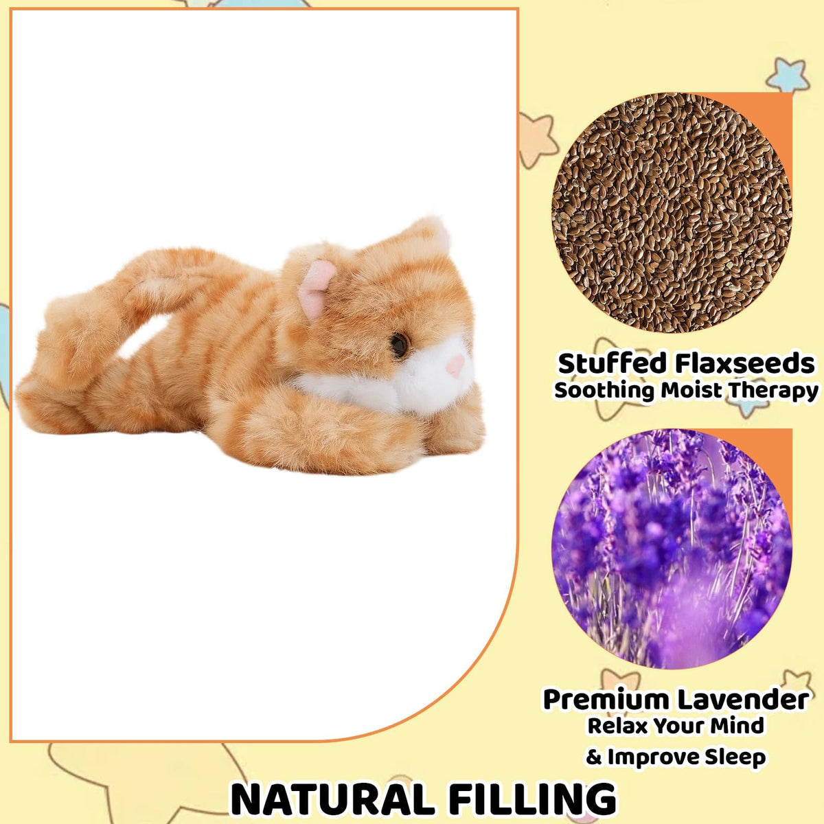 KASTWAVE Cat Plush - Soft Realistic Tabby Cat Teddy, Weighted Stuffed Animal Toy for Stress Comfort, Therapeutic Gift for Cat Lovers (18cm)