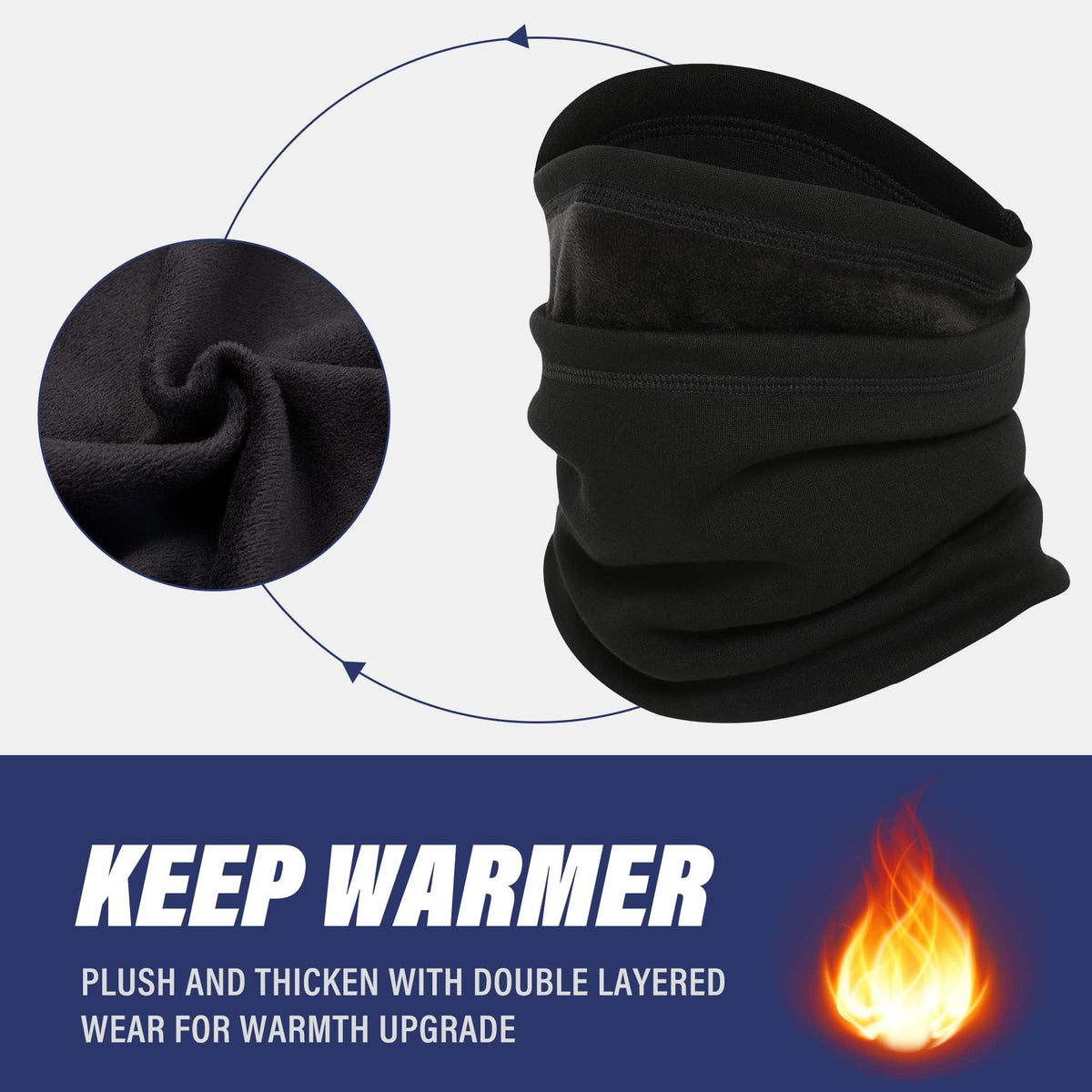 KASTWAVE Winter Neck Gaiter Ski Scarf Windproof Mask Soft Face Cover Mask Multifunctional Neck Cover Used as Hat or Scarf Suitable for Skiing Motorcycle, One Size