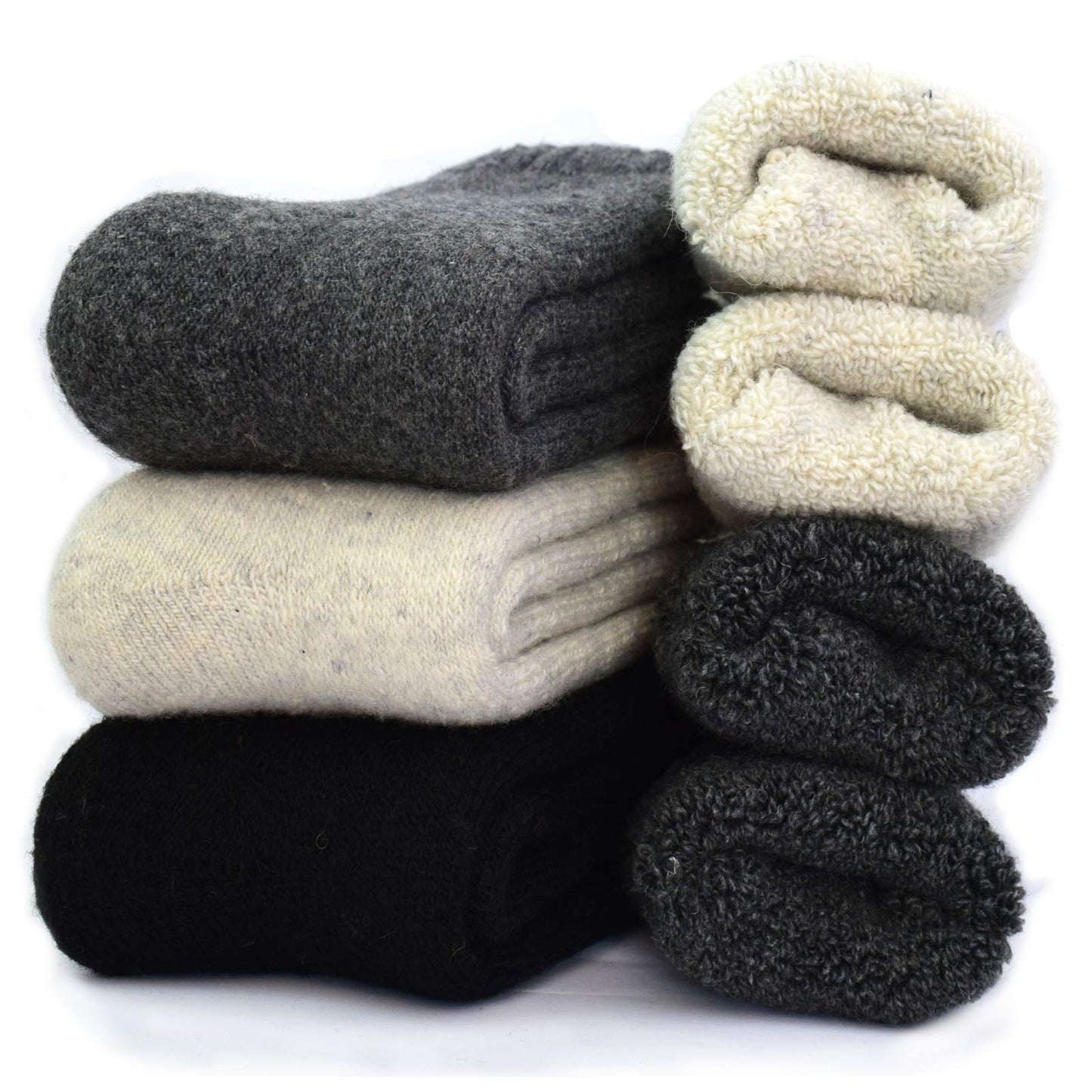 YZKKE 3Pack Mens Super Thick Wool Warm Socks - Soft Comfort Casual Crew Winter Socks - Medaid International