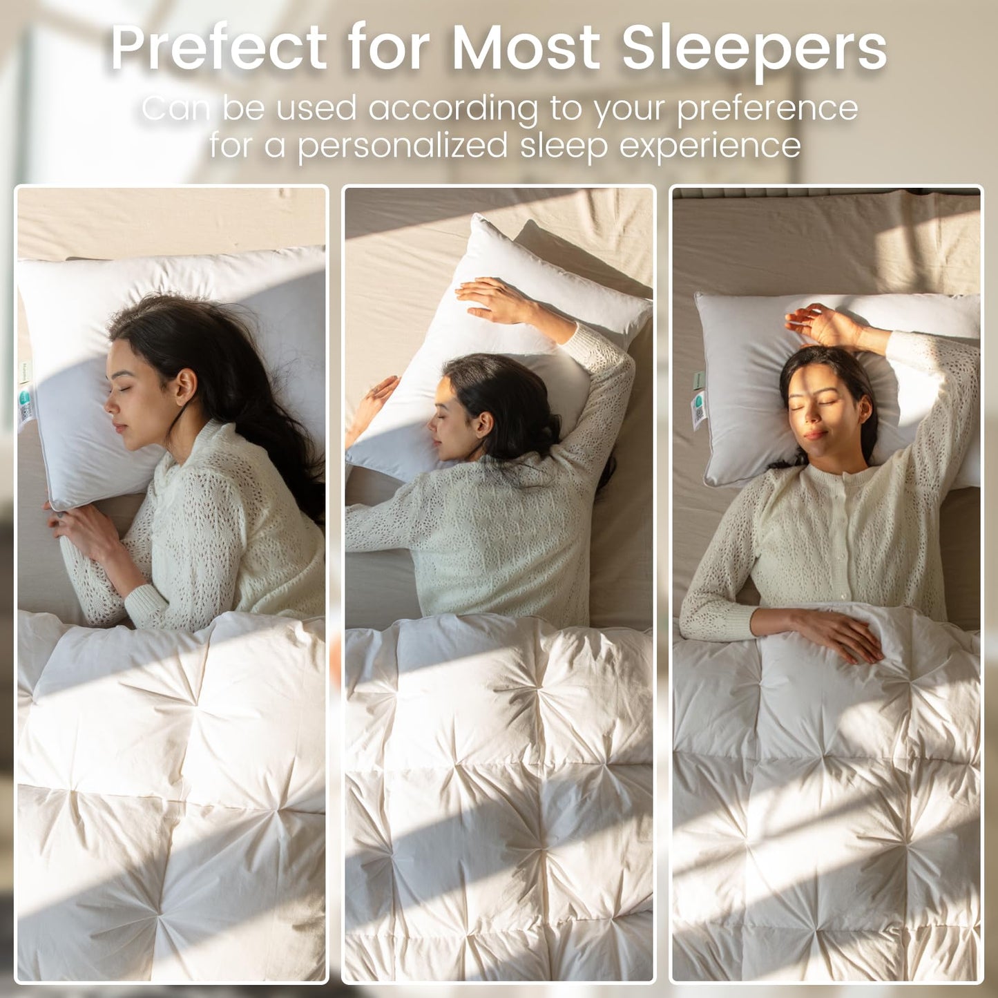 Alanzimo Goose Feathers Down Pillows Standard/Queen Size Set of 2, Luxury Soft Feather Down Pillow for Sleeping, 100% Cotton Cover Hotel Collection Bed Pillows for Back,Stomach or Side Sleepers 20x28 - Medaid International
