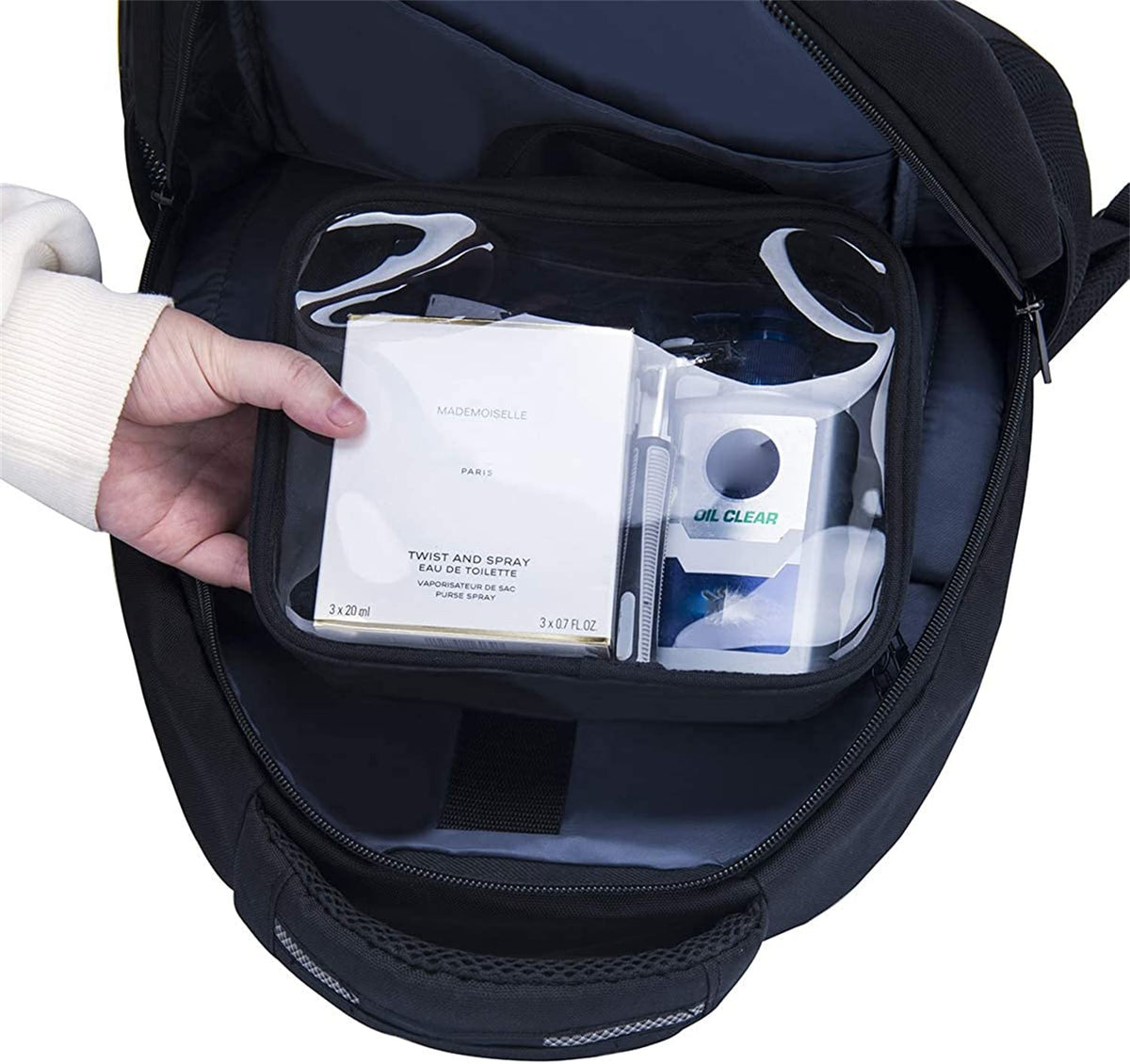 KASTWAVE Toiletry Bag With Handle Strap, Clear Travel Liquids Toiletries & Cosmetics Organizer Carry-On Luggage for Women and Men 3 Pack (Same Size)