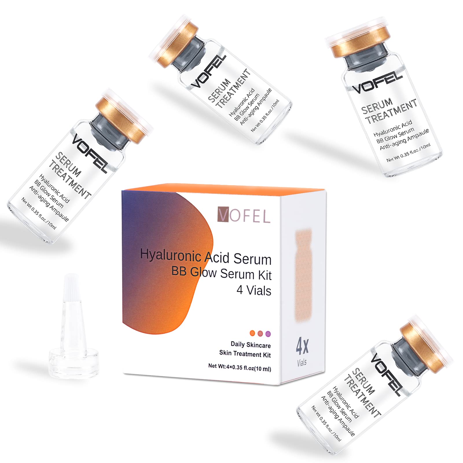 VOFEL Hyaluronic Acid Serum for Microneedling Serum Ampoules for Face BB Glow Starter Kit 0.35 oz 4 Vials - Medaid International