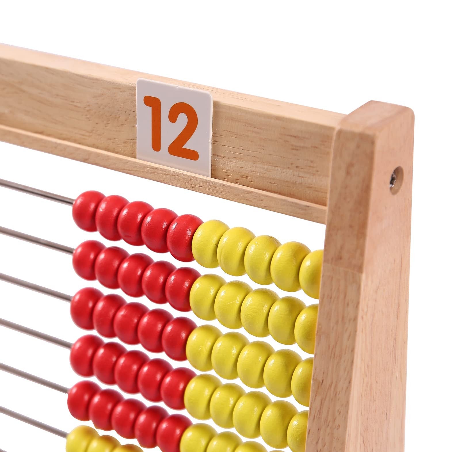 Elvozvets Wooden Abacus for Kids - Math Learning Tool with Counting Sticks & Numbers 1-100 Cards & Counters - Educational Toy for Preschool Boys & Girls - Medaid International