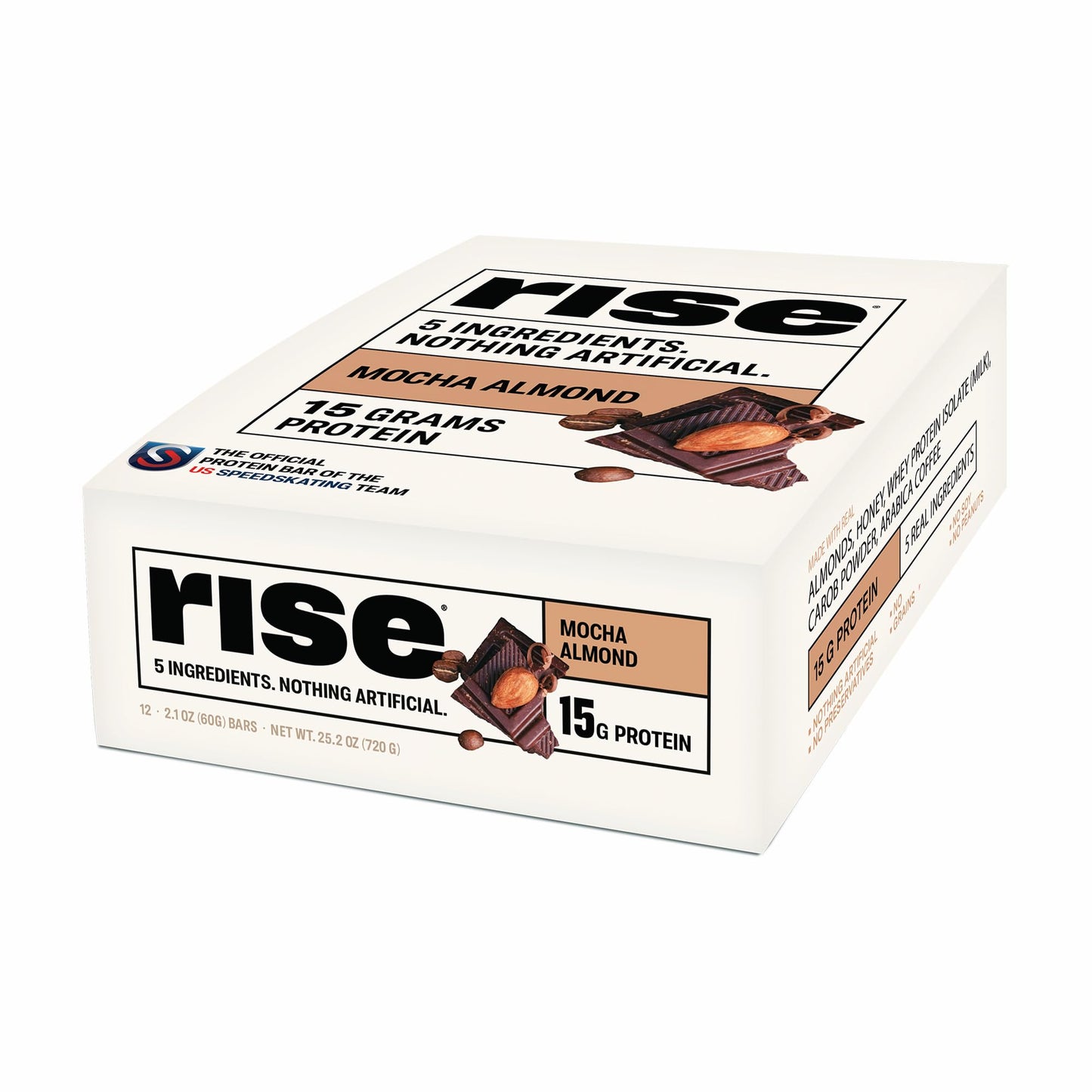 Rise Whey Protein Bars - Mocha Almond | Breakfast Bar & Protein Snack 15g Protein 4g Fiber Just 5 Whole Food Ingredients Gluten-Free Soy Free - Medaid International