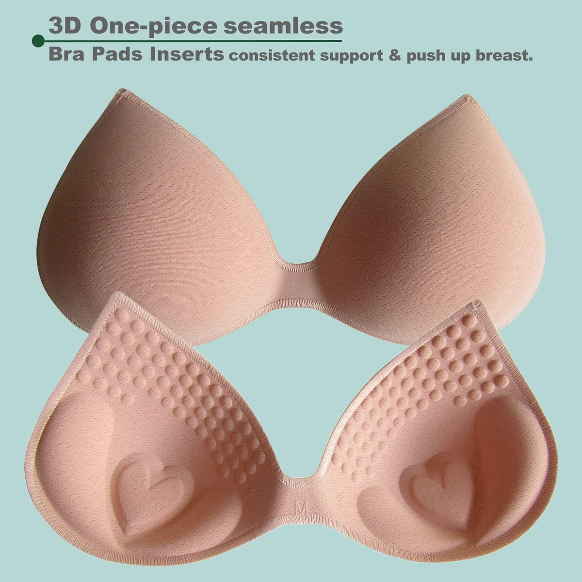KASTWAVE Bra Pads Inserts, 5 Pairs Latex Bras Inserts for Sports Bras, Latex Bras Inserts Removable for Women's Sports Cups Bra or Swimsuit Insert