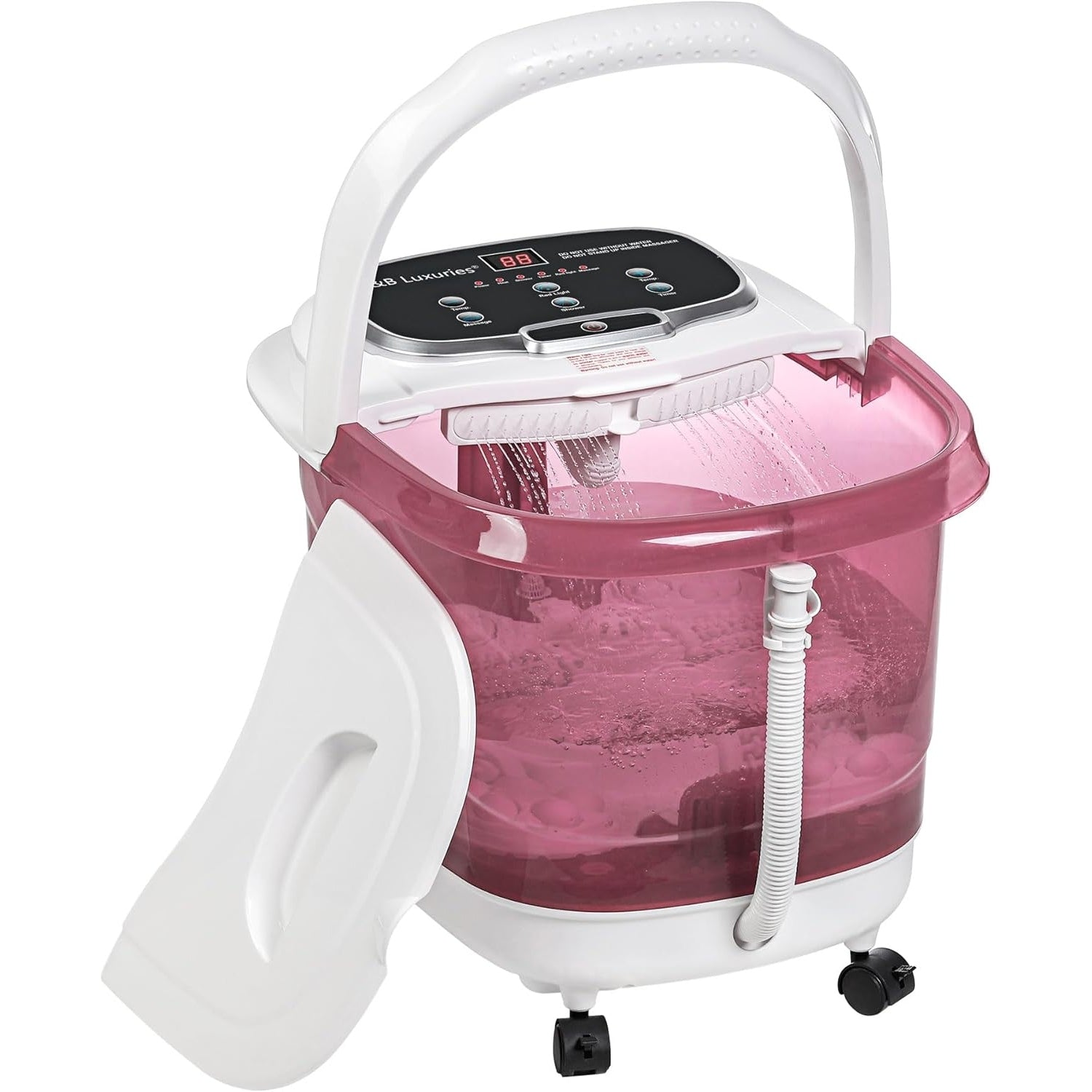 H&B Luxuries Foot Spa Massager with Heat for Stress Relief, Feet Bath with Motorized Rollers and Shower, Temperature Control, Timer and LCD Display, Ideal for Wife Mother Mom Father Husband, Black - Medaid International