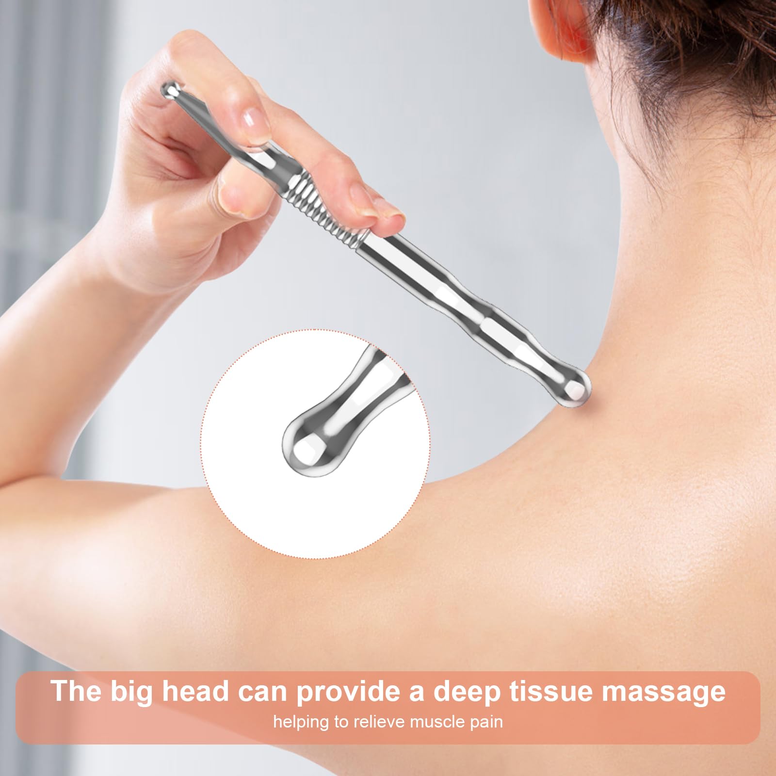HAZUU Stainless Steel Gua Sha Tool & Acupuncture Pen- Deep Tissue Massage & Pain Relief Therapy with Trigger Point - Full Body Self-Massage Acupressure Bar for Relaxation (JGS-3) - Medaid International