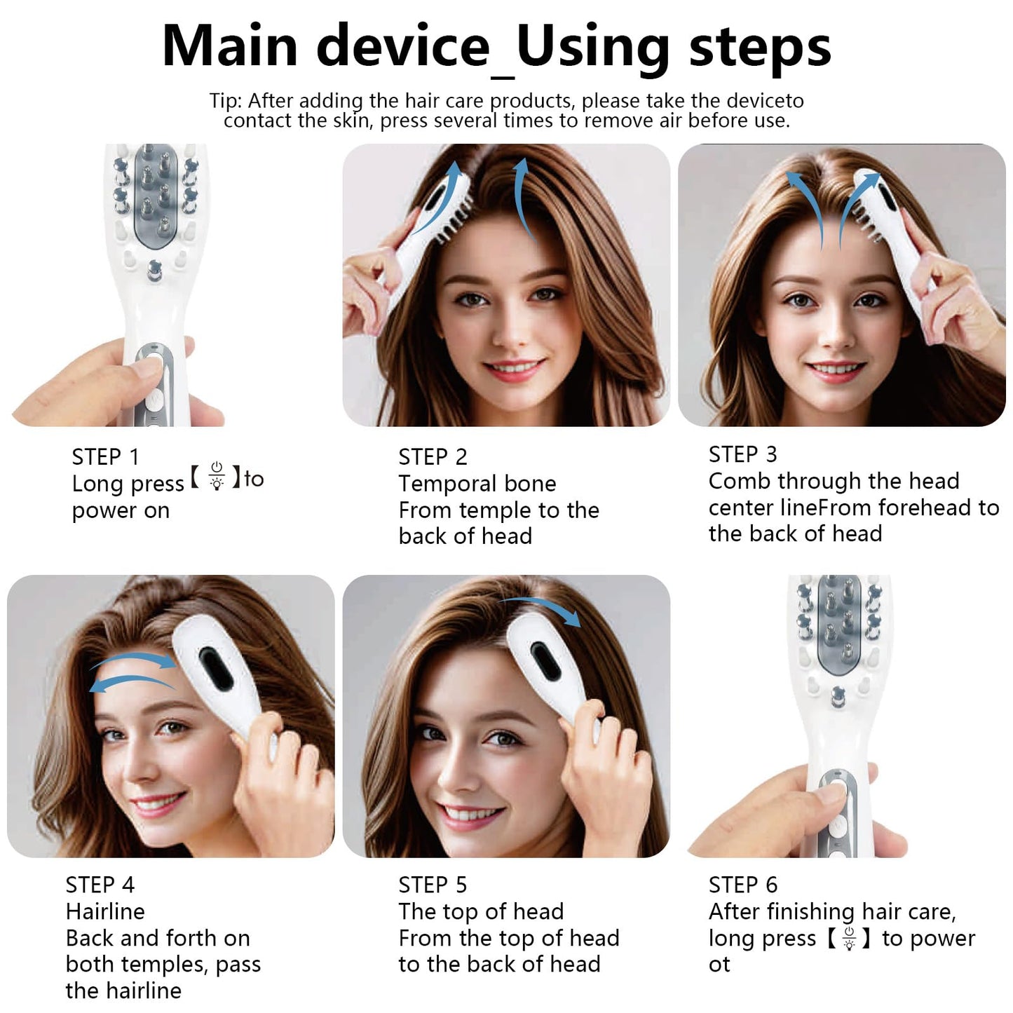 Laser Therapy Hair Growth Comb, Red Light Therapy for Hair Growth, Therapy brush, therabrush for hair growth - Medaid International