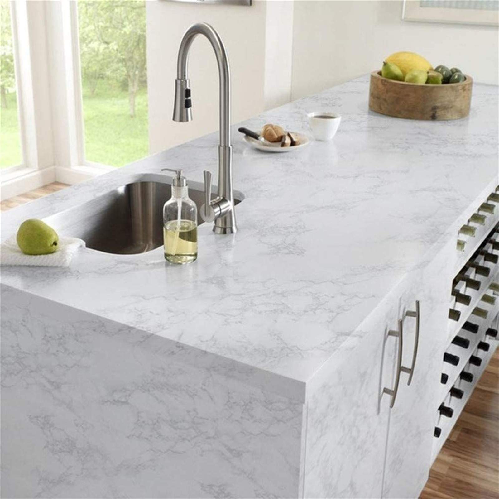 Yancorp White Gray Contact Paper Marble Wallpaper Peel and Stick Countertops Backsplash for Kitchen Waterproof Renter Friendly Wallpaper Papel Tapiz para Pared (11.8"X120") - Medaid International