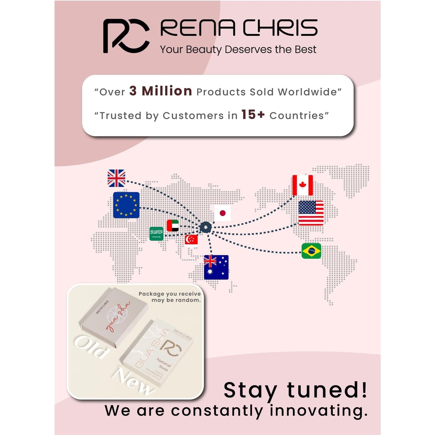Rena Chris Gua Sha Facial Tools: Natural Rose Quartz Guasha Tool for Face Acupuncture Therapy, Facial Massager for Jawline Sculpting and Puffiness Reducing (Pink) - Medaid International