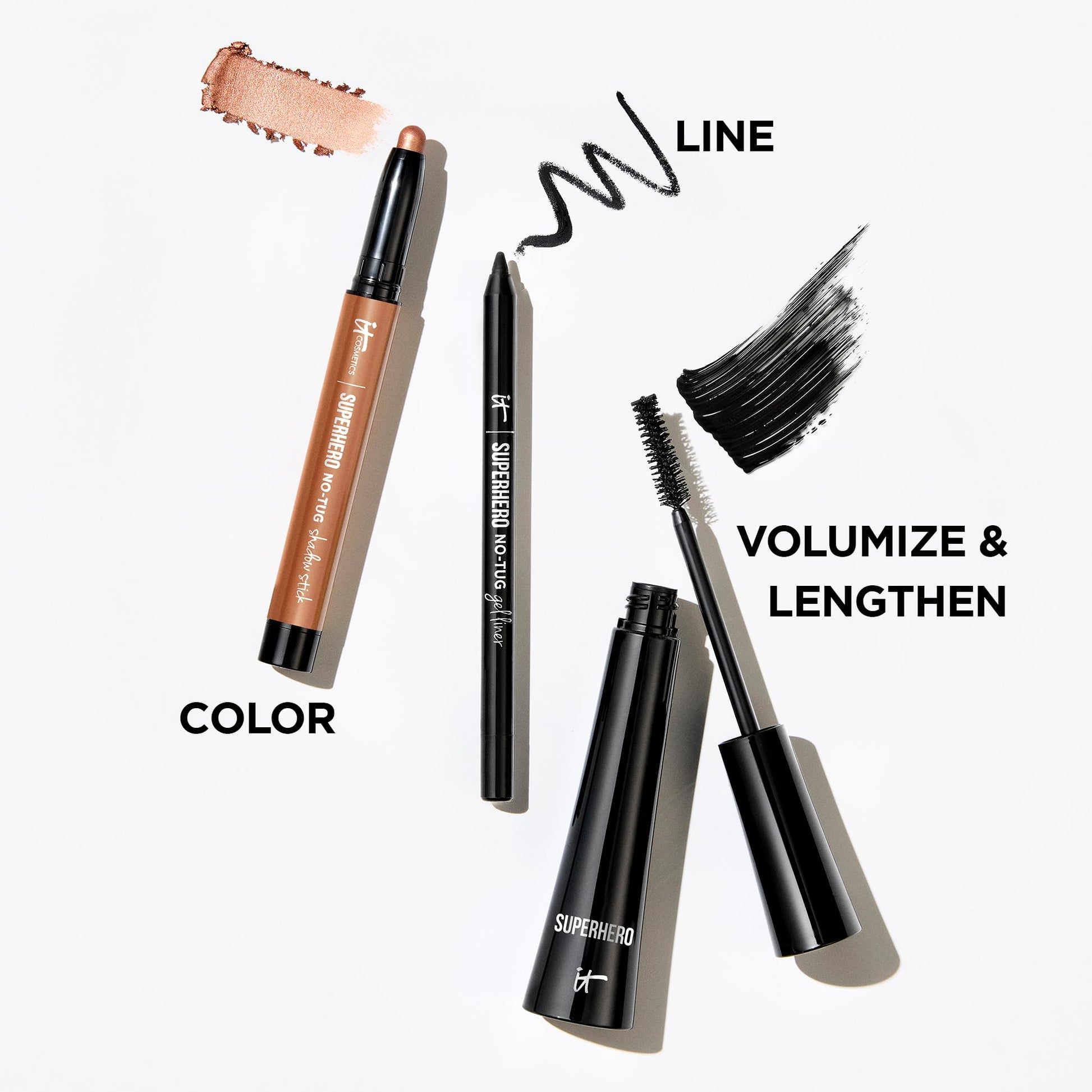 IT Cosmetics Superhero Mascara – Volumizing & Lengthening Black Mascara, Buildable Lash Volume, Collagen, Biotin, Peptides, Lifting & Curling Formula, Super Black Pigment - 0.3 fl oz - Medaid International