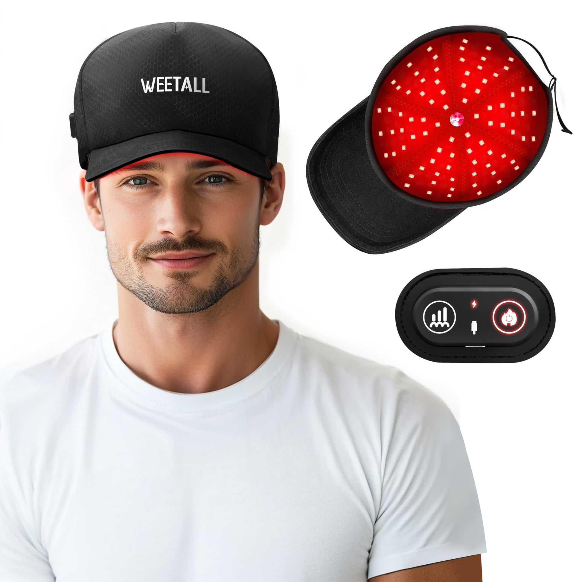 WEETALL 2025 Upgrade Cordless Adjustable Size Red Light Hat, Wireless Portable Cap with with Timer & Controller - Medaid International