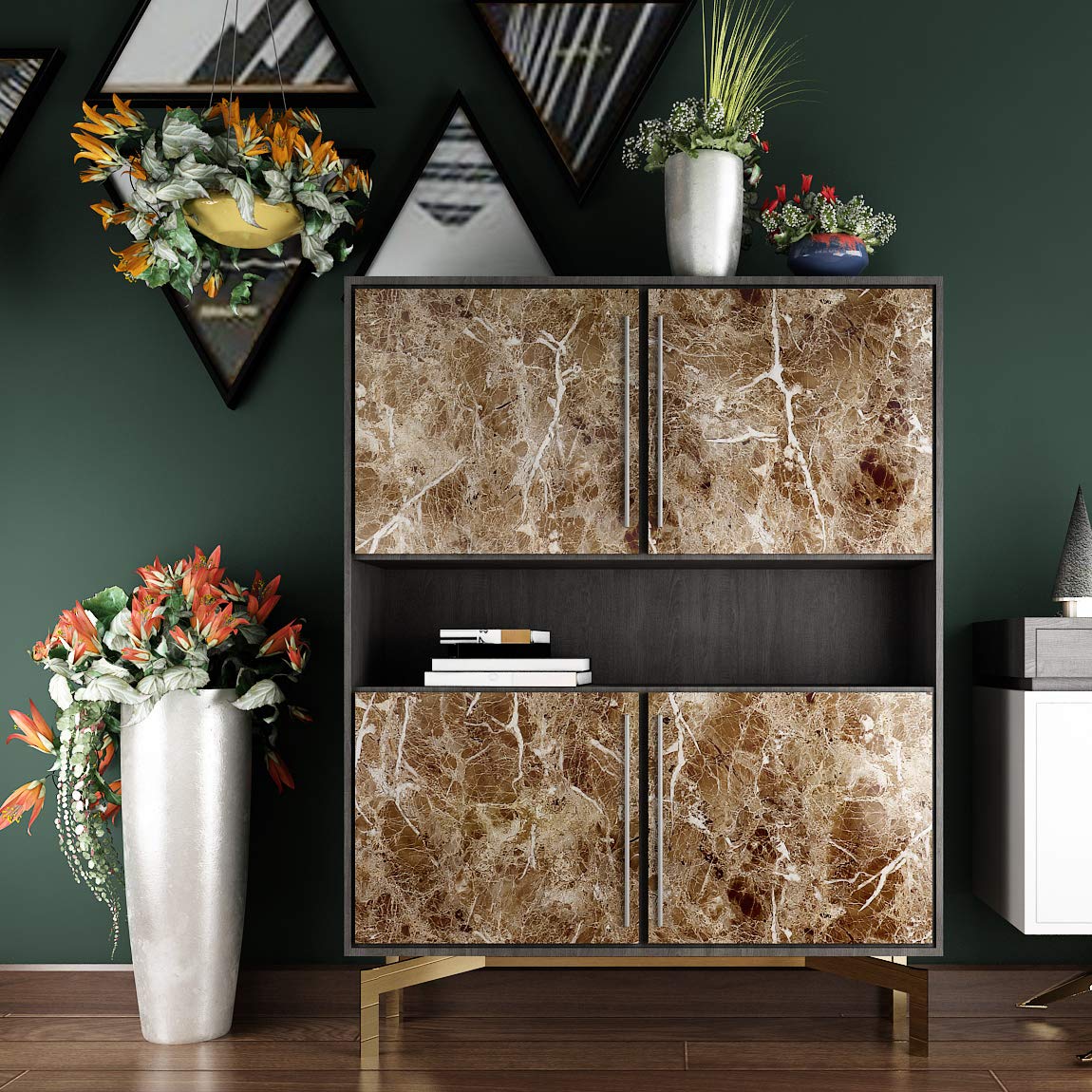 Livelynine Counter Top Covers Peel and Stick Brown Marble Contact Paper for Countertops Waterproof Wallpaper Kitchen Countertop Laminate Sheets Table Desk Cover Marble Vinyl Wrap Bathroom 15.8x78.8 - Medaid International