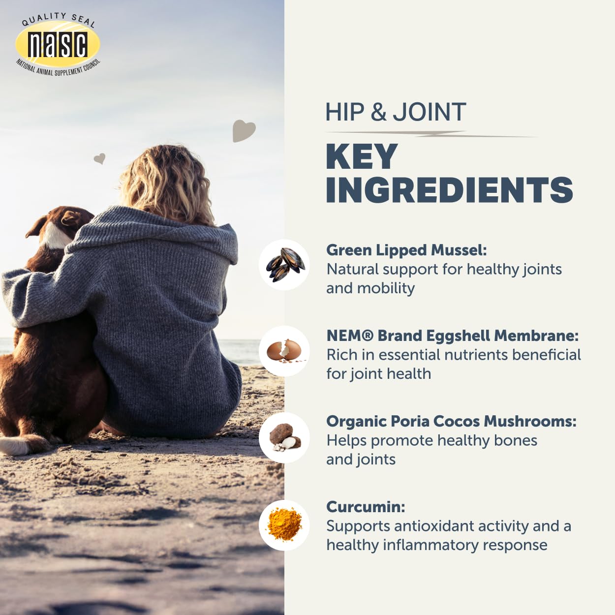 Four Leaf Rover Hip & Joint - Mobility & Joint Support with Glucosamine and Chondroitin for Dogs, 4.8 oz - 44 to 120 Day Supply, Depending on Dog’s Weight - Vet Formulated - Easy to Mix - Delicious