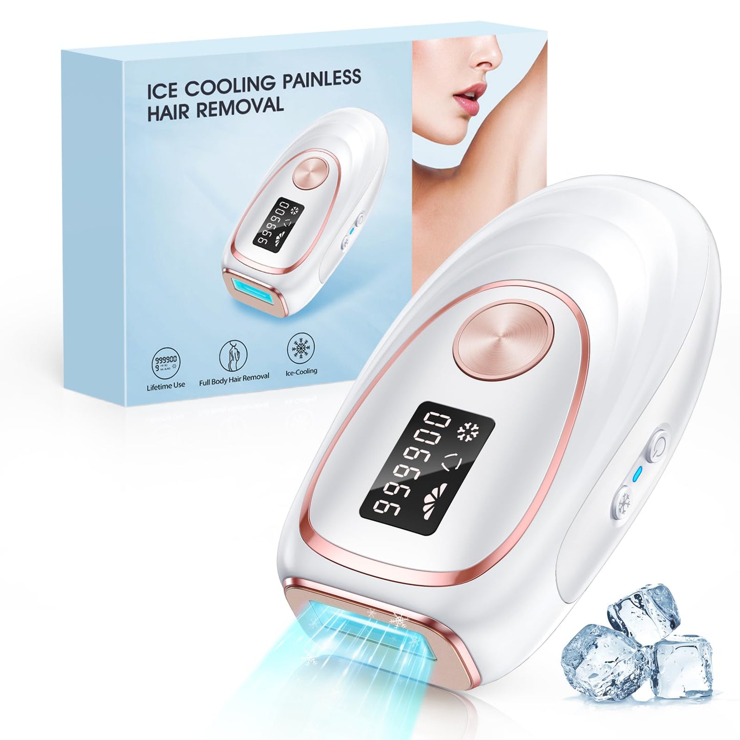 Laser Hair Removal with Cooling, at-Home IPL Hair Removal for Women Men, Upgraded to 999,900 Flashes Permanent Hair Removal Device on Facial Legs Arms Bikini Line - Medaid International