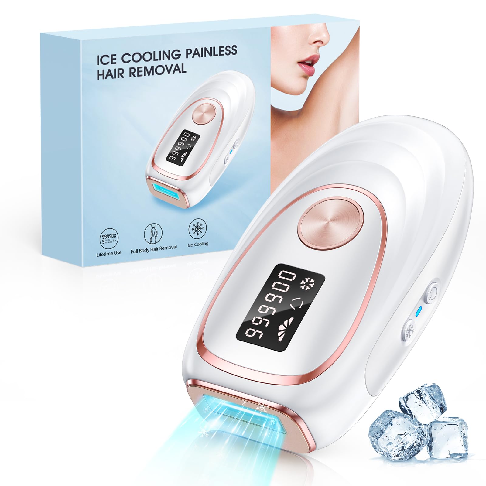 Laser Hair Removal with Cooling, at-Home IPL Hair Removal for Women Men, Upgraded to 999,900 Flashes Permanent Hair Removal Device on Facial Legs Arms Bikini Line - Medaid International