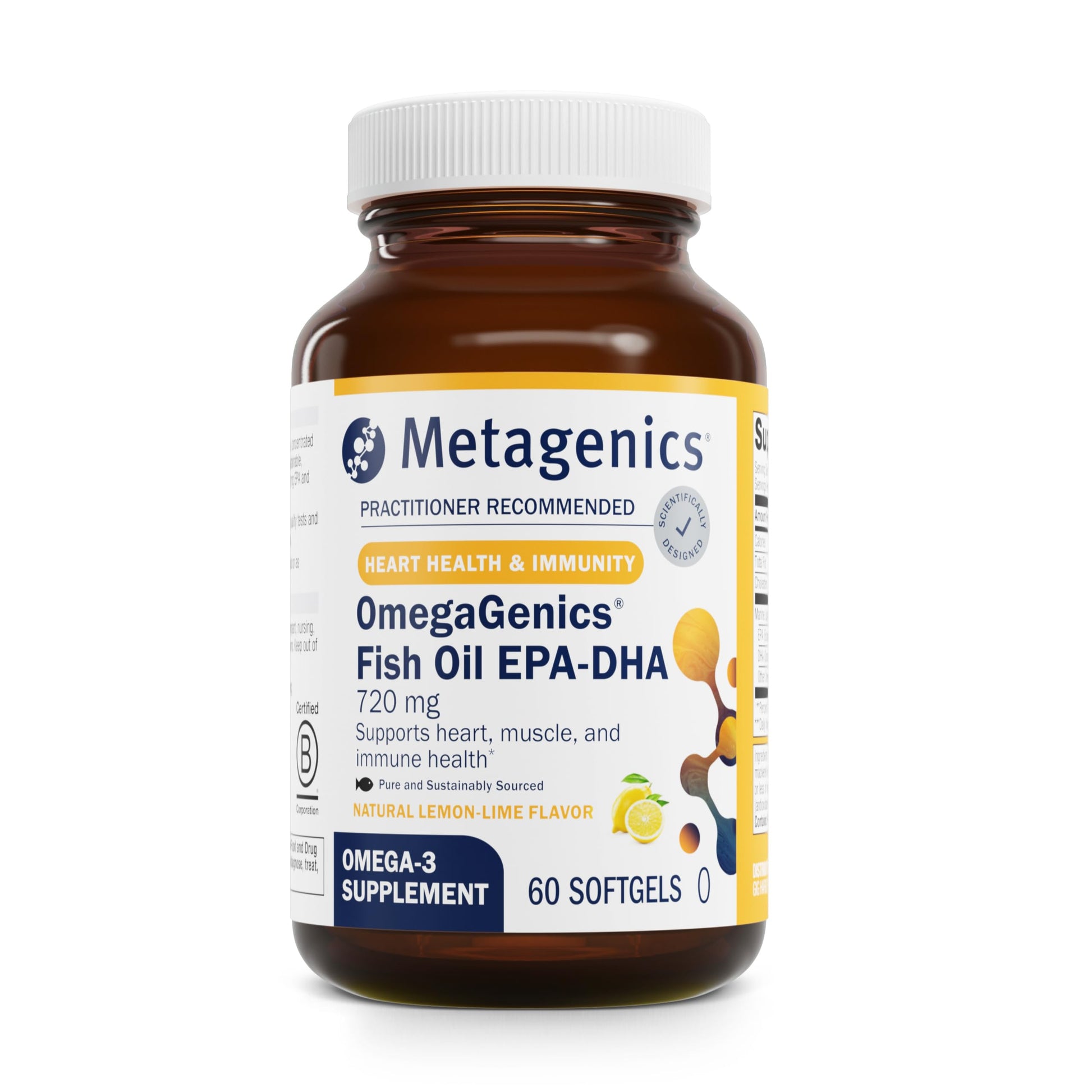 Metagenics OmegaGenics Fish Oil EPA-DHA 720 mg - Omega-3 Fish Oil Supplement - High Potency - for Heart Health, Musculoskeletal Health & Immune System Health* - with DHA & EPA - 60 Softgels - Medaid International