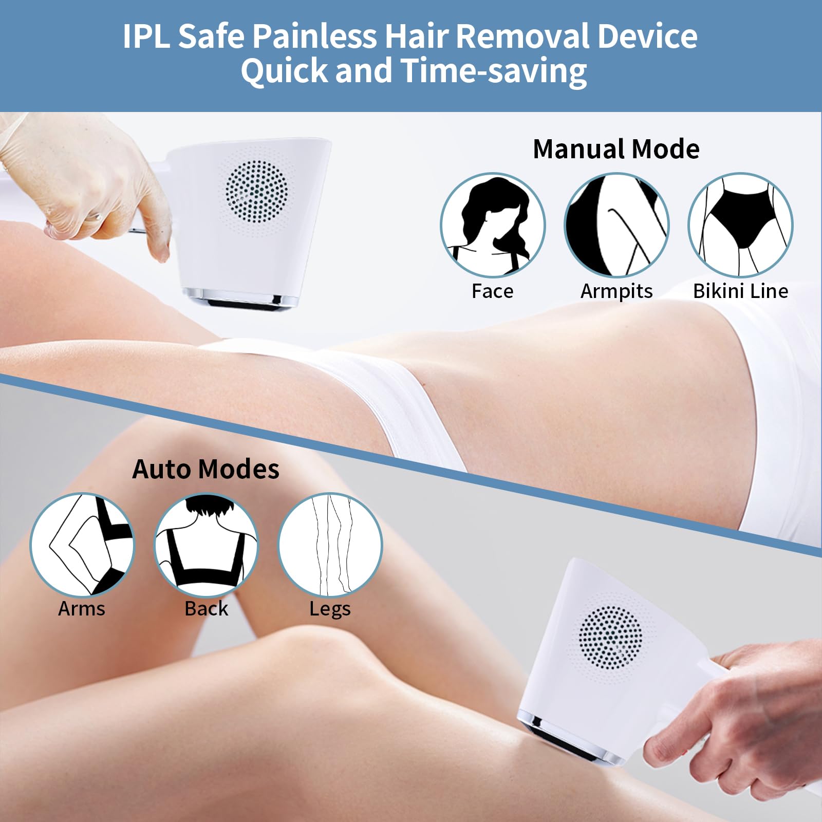 Laser Hair Removal with 9 Energy Levels, 46.4℉ Ice-Cooling Contact IPL Hair Removal for Women, Painless, Effective Hair Removal from Home, for Body & Face - Medaid International