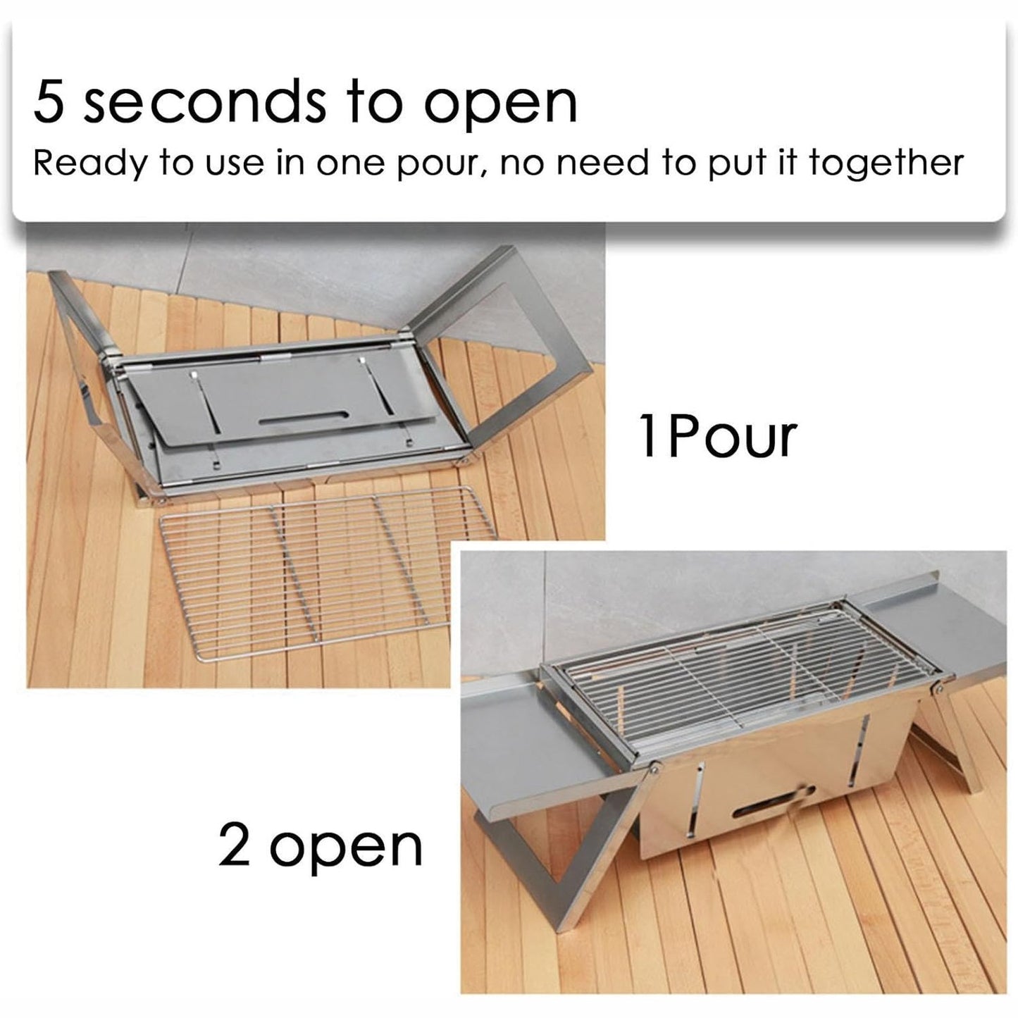 BBQ Barbecue Grill Outdoor, Portable Folding Charcoal Barbecue, Stainless Steel Small Barbeque Grill for Camping Picnic Terrace Travel