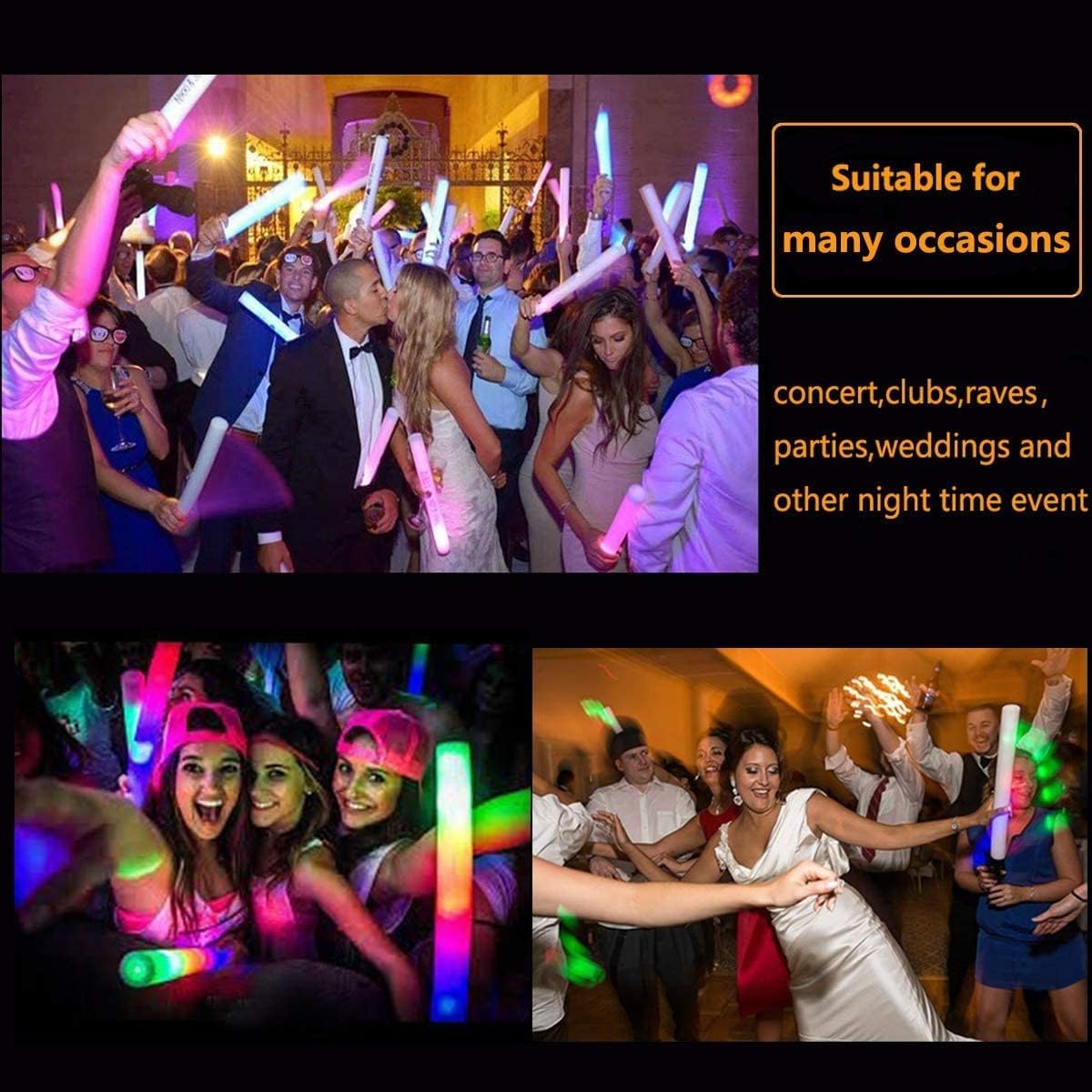 16 PCS Foam Glow Sticks Bulk,Glow in The Dark Party Supplies,3 Modes Flashing LED Light Sticks Glow in The Dark Party Supplies Light Up Toys for Parties
