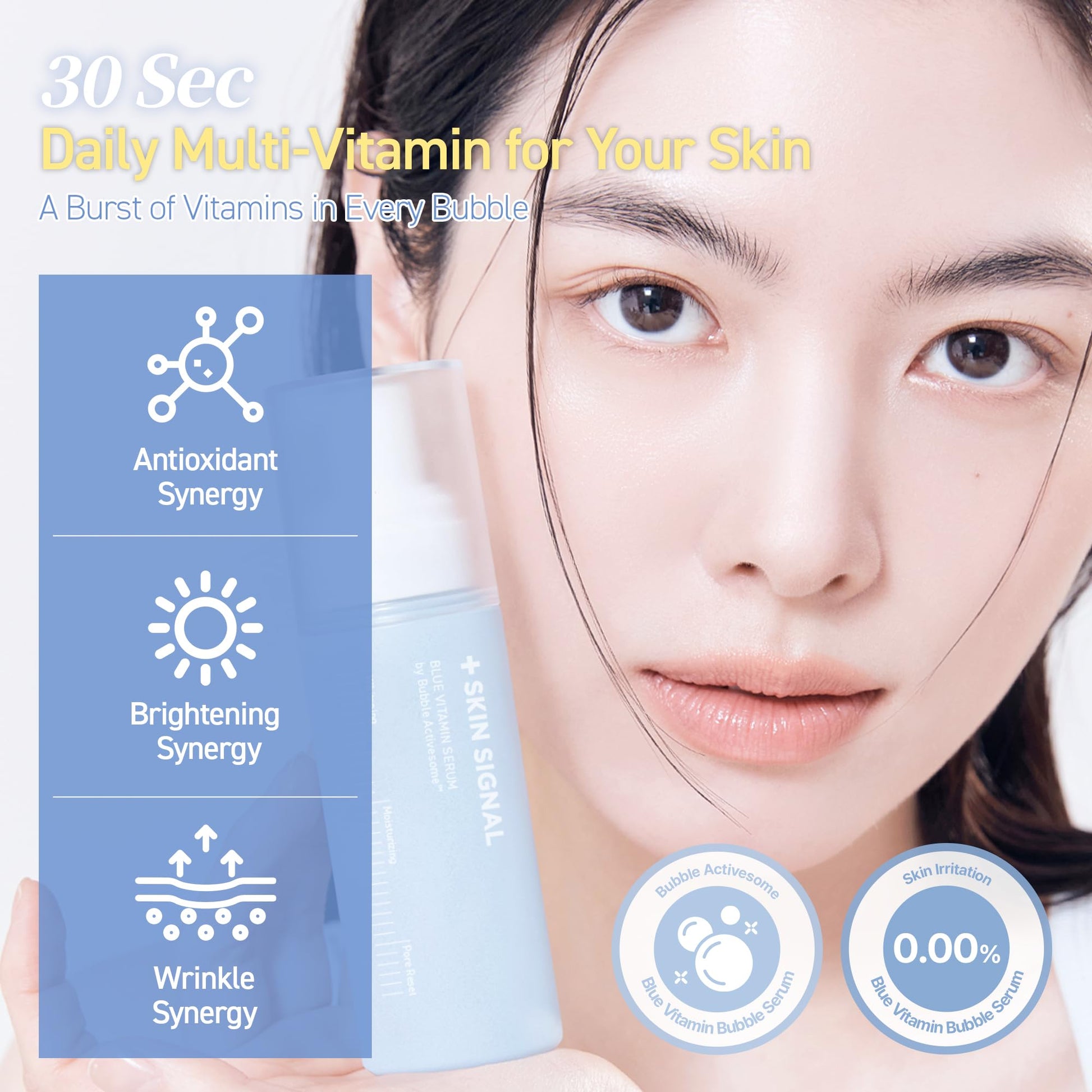 SKIN SIGNAL Blue Vitamin Bubble Serum, Niacinamide 50,000ppm, Adenosine, Pore Care & Skin Tone Support, Anti-Wrinkle, Korean Face Serum, 2.36 Fl Oz - Medaid International
