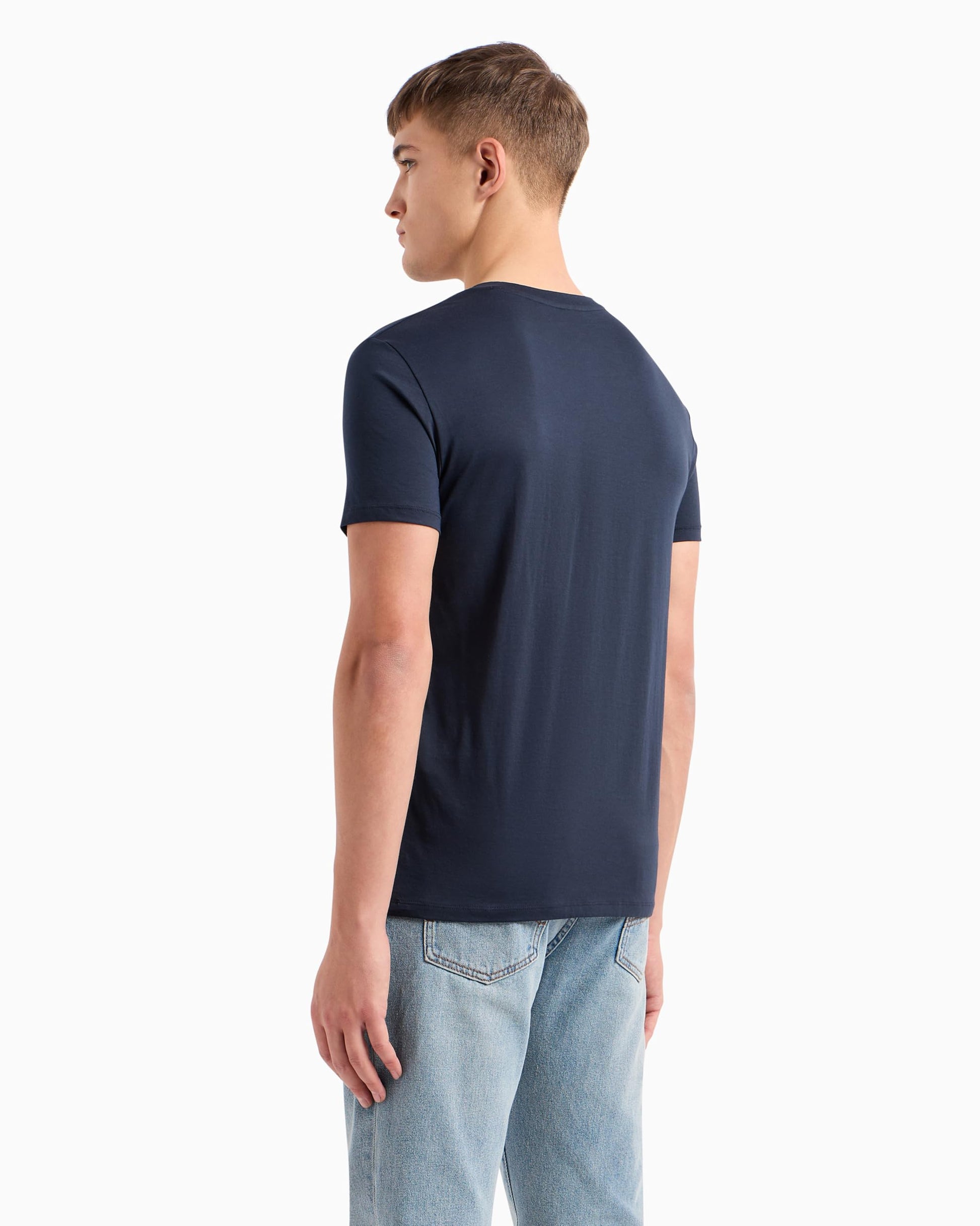Armani Exchange mens Classic Crew Logo Tee T Shirt, Dark Blue, X-Large US - Medaid International