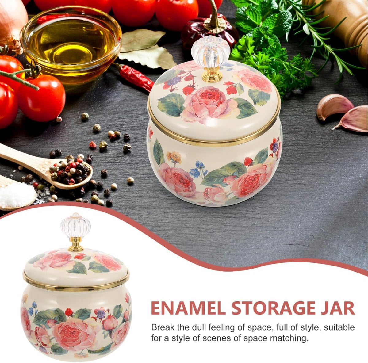 Ciieeo Vintage Floral Cookie Jar with Lid