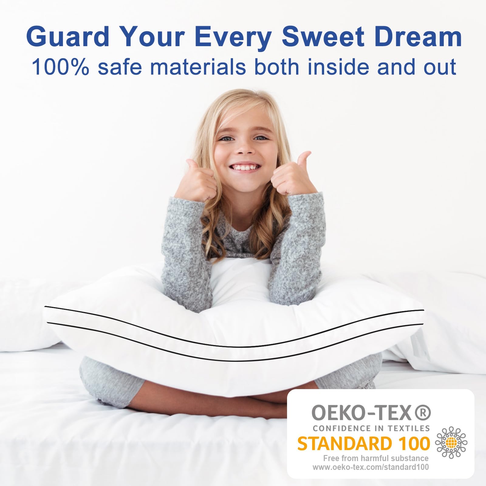 Premium Pillows Standard Size Set of 2, Fluffy and Supportive 7D Down Alternative Bed Pillow, Luxury Soft Hotel Quality Gusseted Pillow for Side Back Stomach Sleeper,Relief Neck Head and Shoulder Pain - Medaid International
