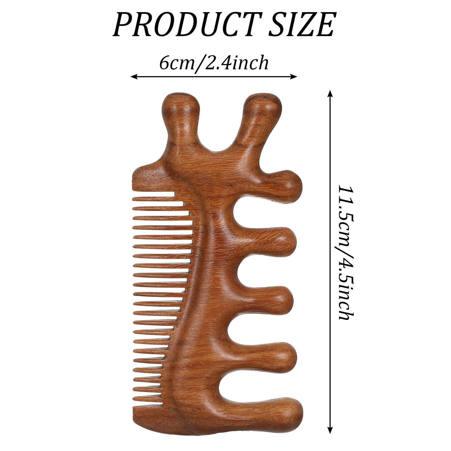 Wooden Scalp Massager, Gua Sha Comb, Massage Comb for Hair, Face, Eye, Neck and Body, Scalp Massage Tool for Stress Relief, Wide Fine Tooth Combs Gift for Women - Medaid International