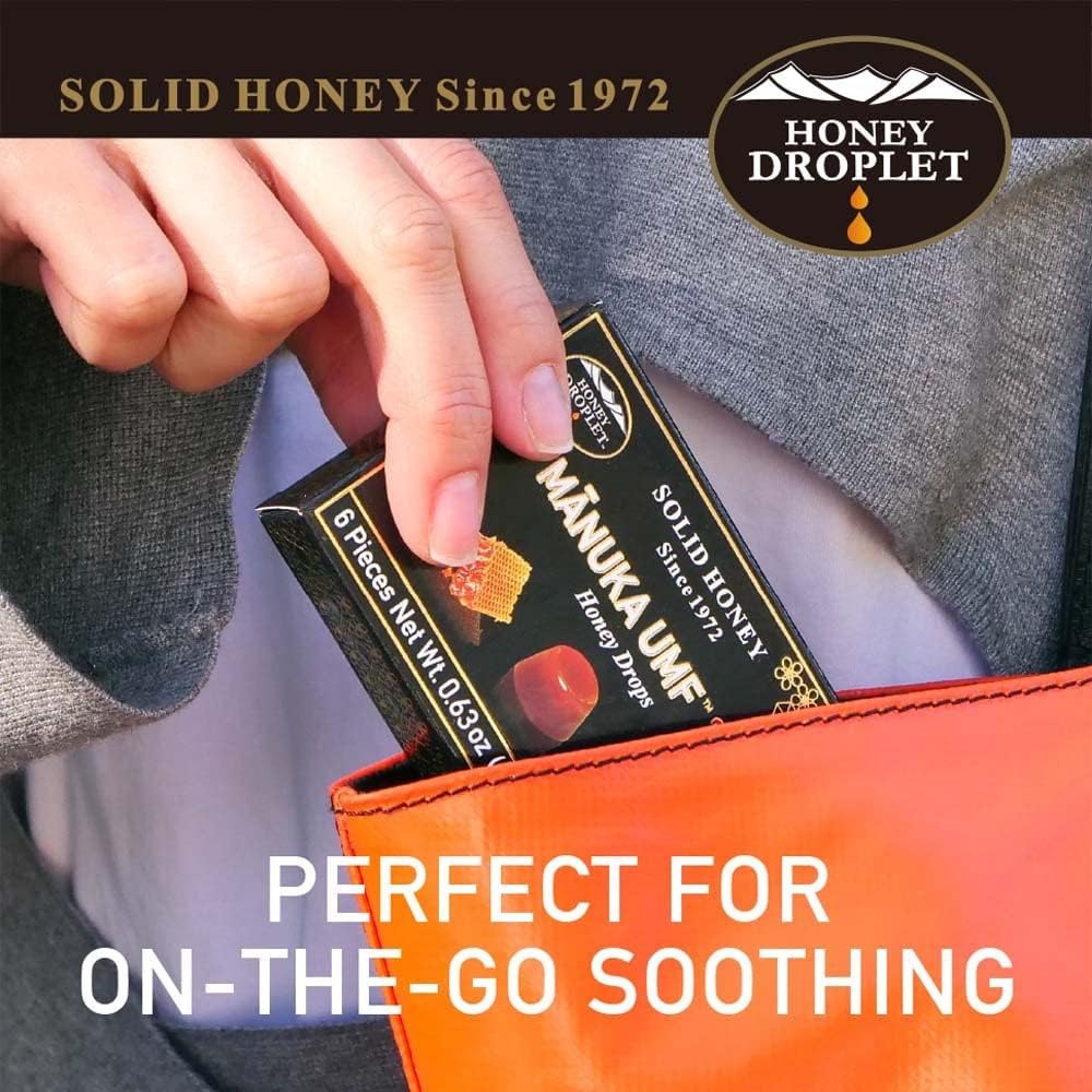 HONEY DROPLET] UMF™10+ (MG 261+) 100% Manuka Honey Drops, Truly Natural from New Zealand, 2 Premium Ingredient, 12 Packs (Ginger Flavor) - Medaid International