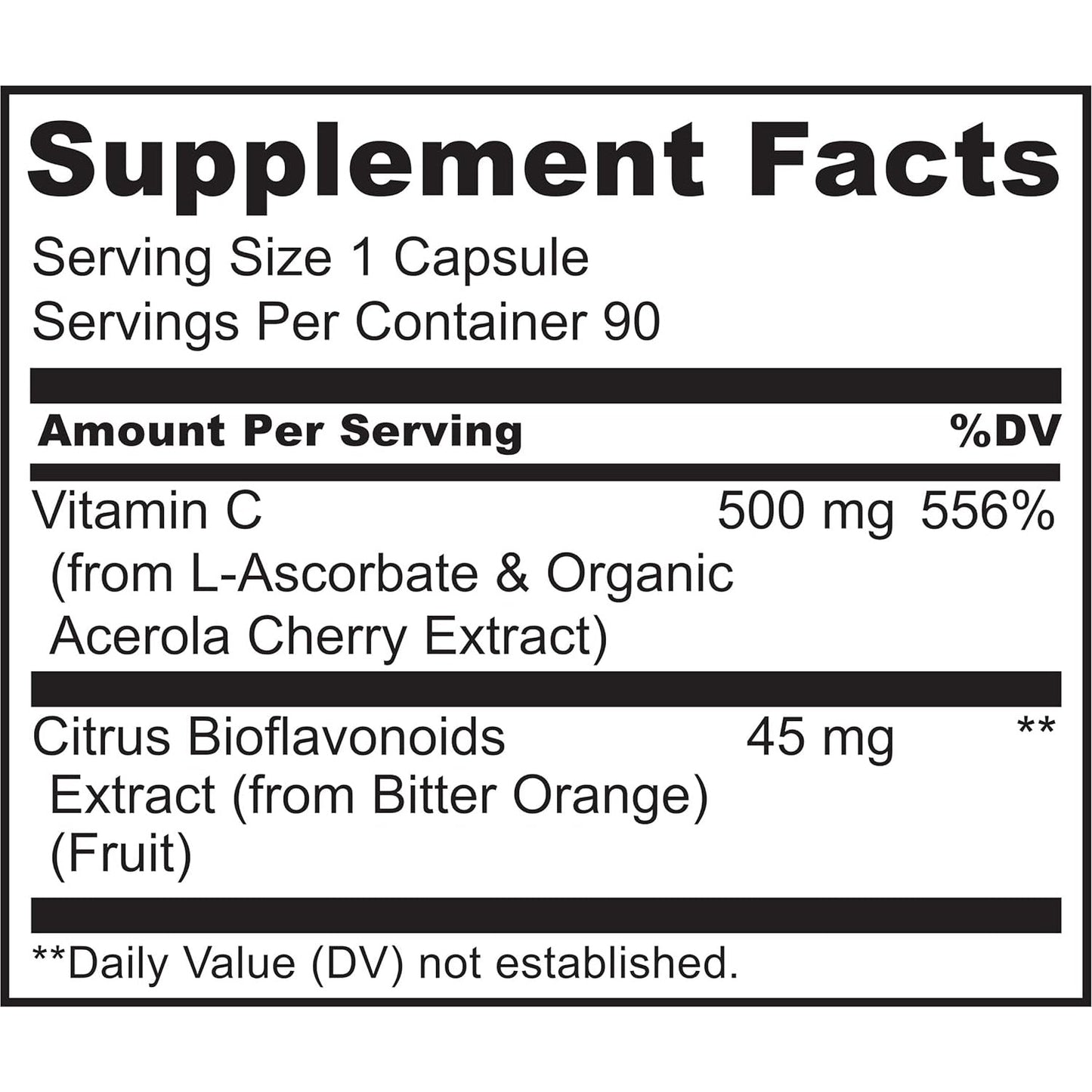 NATURELO Vitamin C with Organic Acerola Cherry Extract and Citrus Bioflavonoids - Vegan Supplement - Immune Support - 500 mg VIT C per Cap - Non-GMO - 90 Capsules - Medaid International