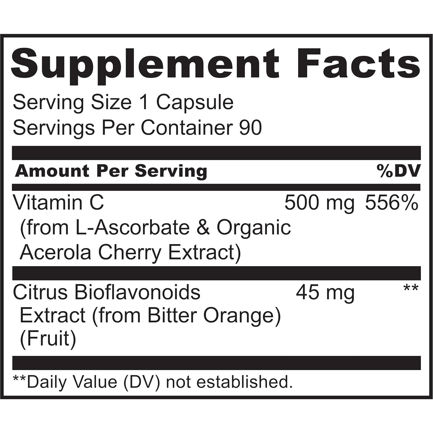 NATURELO Vitamin C with Organic Acerola Cherry Extract and Citrus Bioflavonoids - Vegan Supplement - Immune Support - 500 mg VIT C per Cap - Non-GMO - 90 Capsules - Medaid International