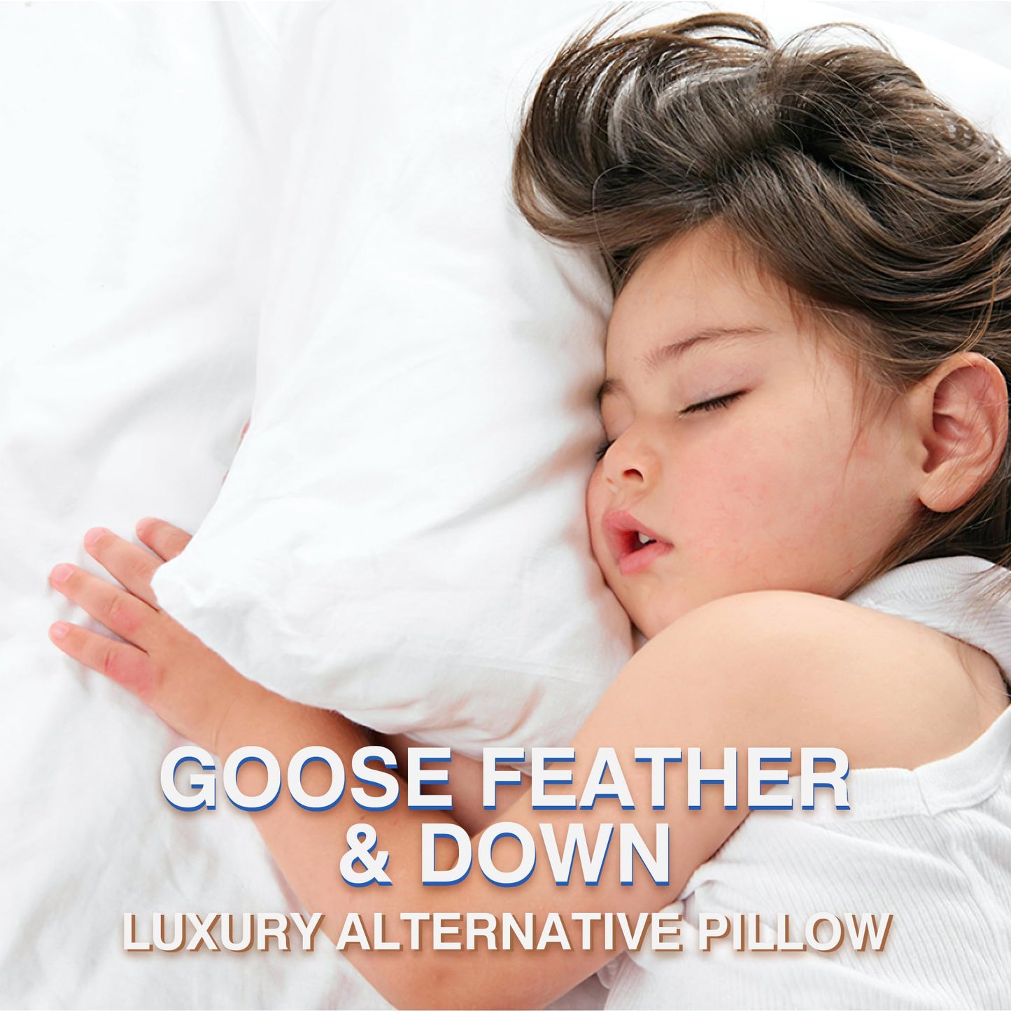 zibroges Goose Feather Pillow Queen Size Pack of 2 - Down Hotel Bed Pillows for Sleeping, Soft 600 Thread Count Cotton Cover, Fluffy Support Surround Fill Polyester for Back, Stomach, Side Sleepers - Medaid International