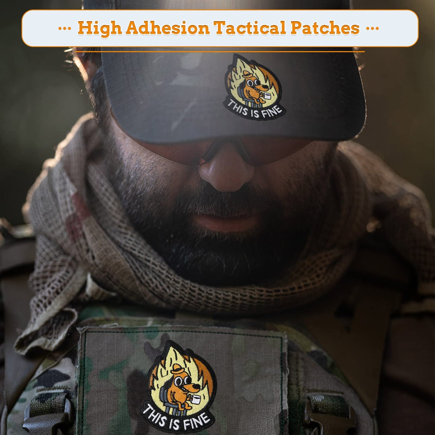 XMJY This is Fine Dog Patch, 1 Pcs Funny Meme Embroidered Patches, Tactical Military Morale Patch with Hook Fastener Backing, Cute Applique Accessories for Backpacks, Vests, Jackets, Jeans, Hats - Medaid International
