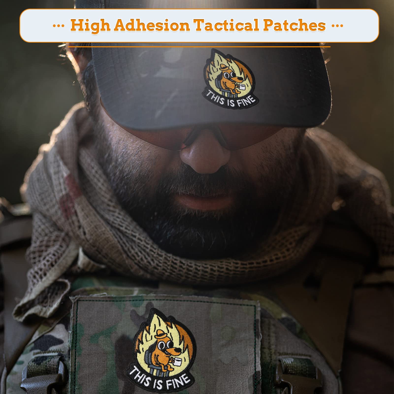 XMJY This is Fine Dog Patch, 1 Pcs Funny Meme Embroidered Patches, Tactical Military Morale Patch with Hook Fastener Backing, Cute Applique Accessories for Backpacks, Vests, Jackets, Jeans, Hats - Medaid International